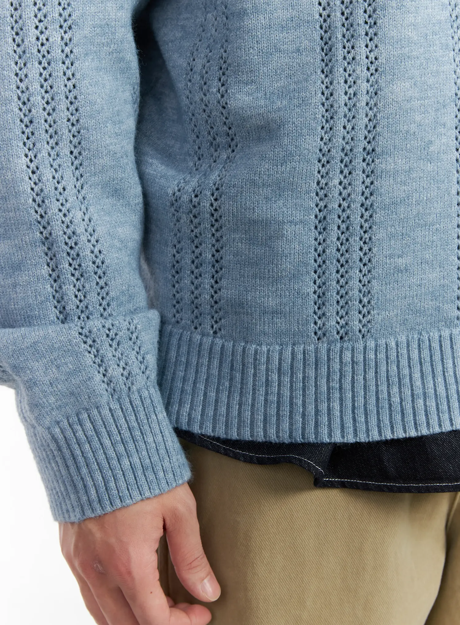 Men's Pointelle Henley Knit Sweater IF517 - Image 12