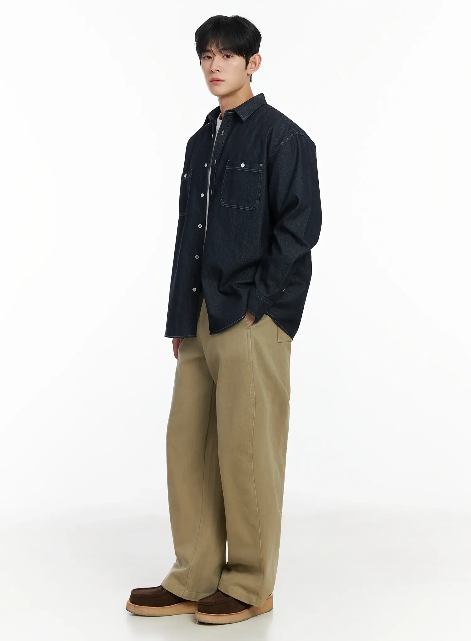 Men's Pointelle Henley Knit Sweater IF517 - Image 9