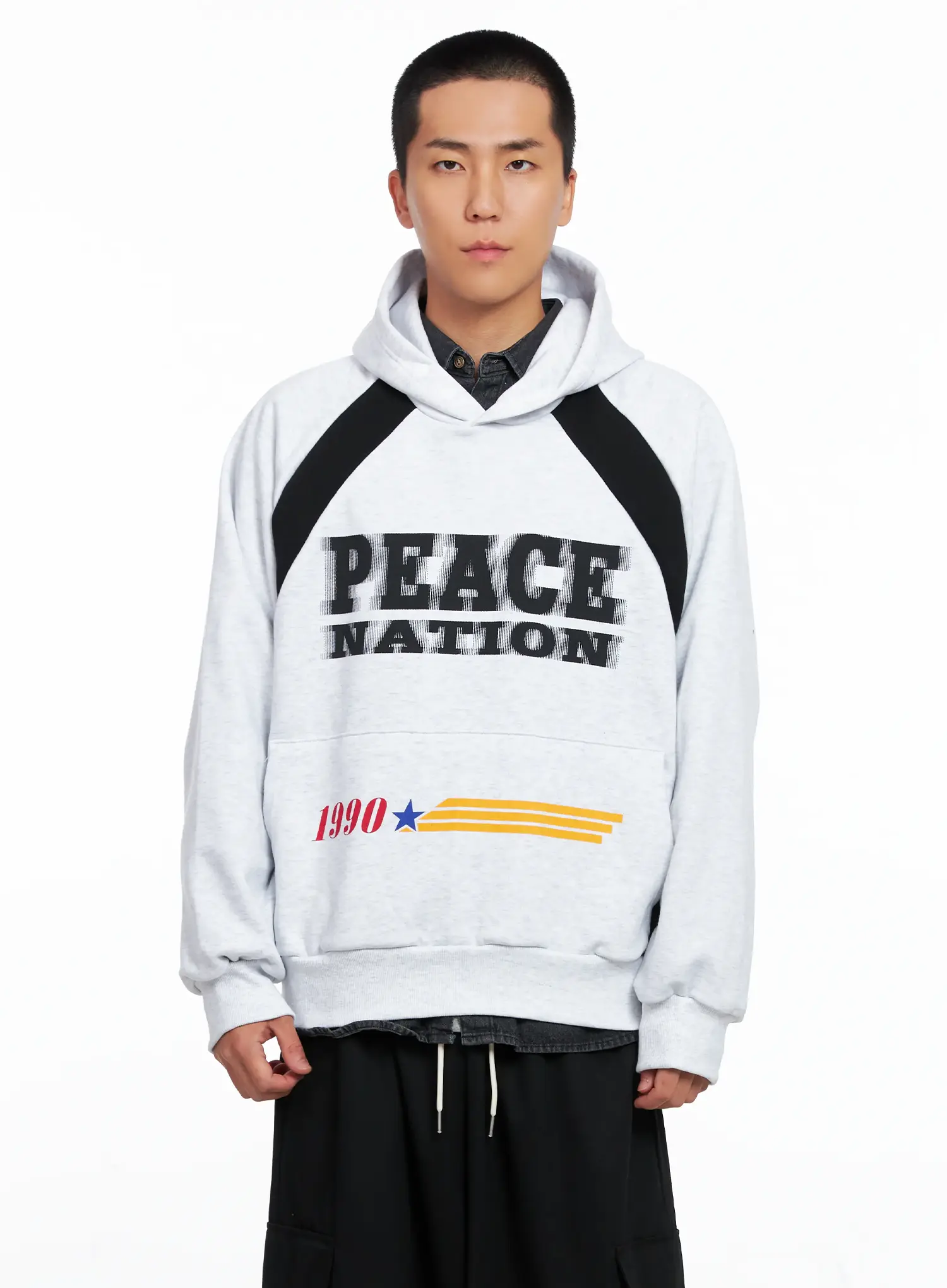 Men's Raglan Graphic High Neck Hoodie IS510 - Image 12