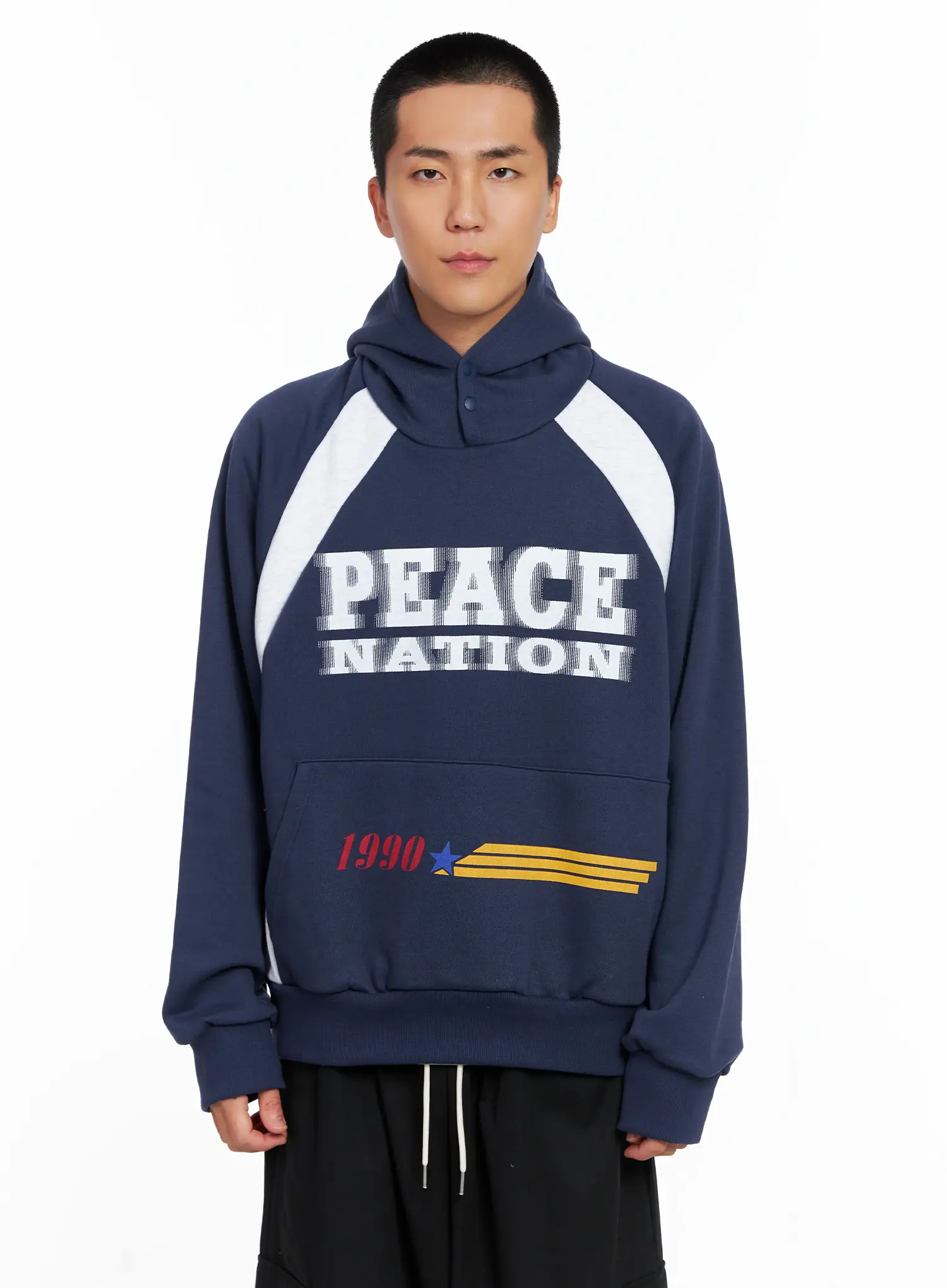 Men's Raglan Graphic High Neck Hoodie IS510 - Image 14