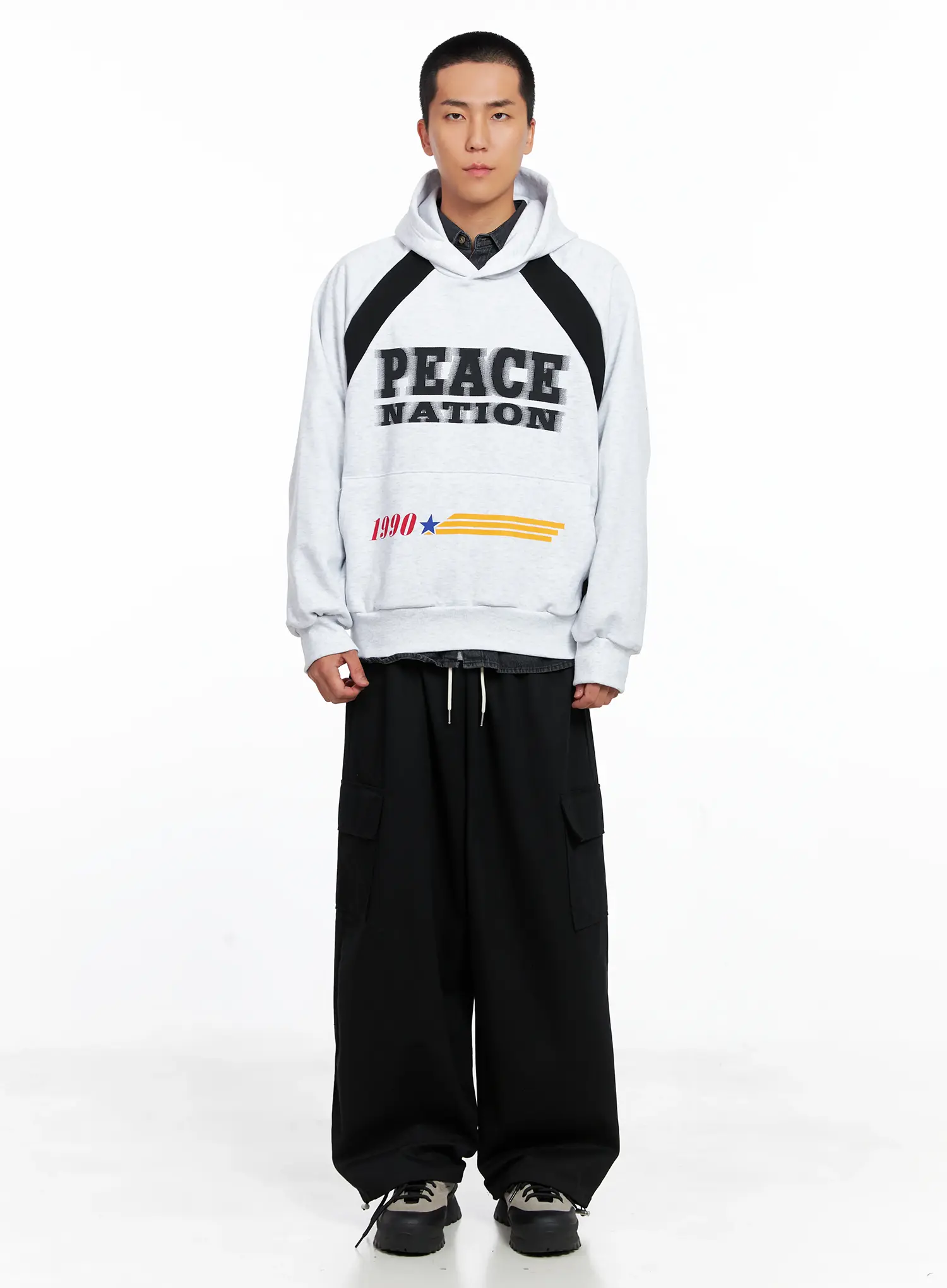 Men's Raglan Graphic High Neck Hoodie IS510 - Image 3