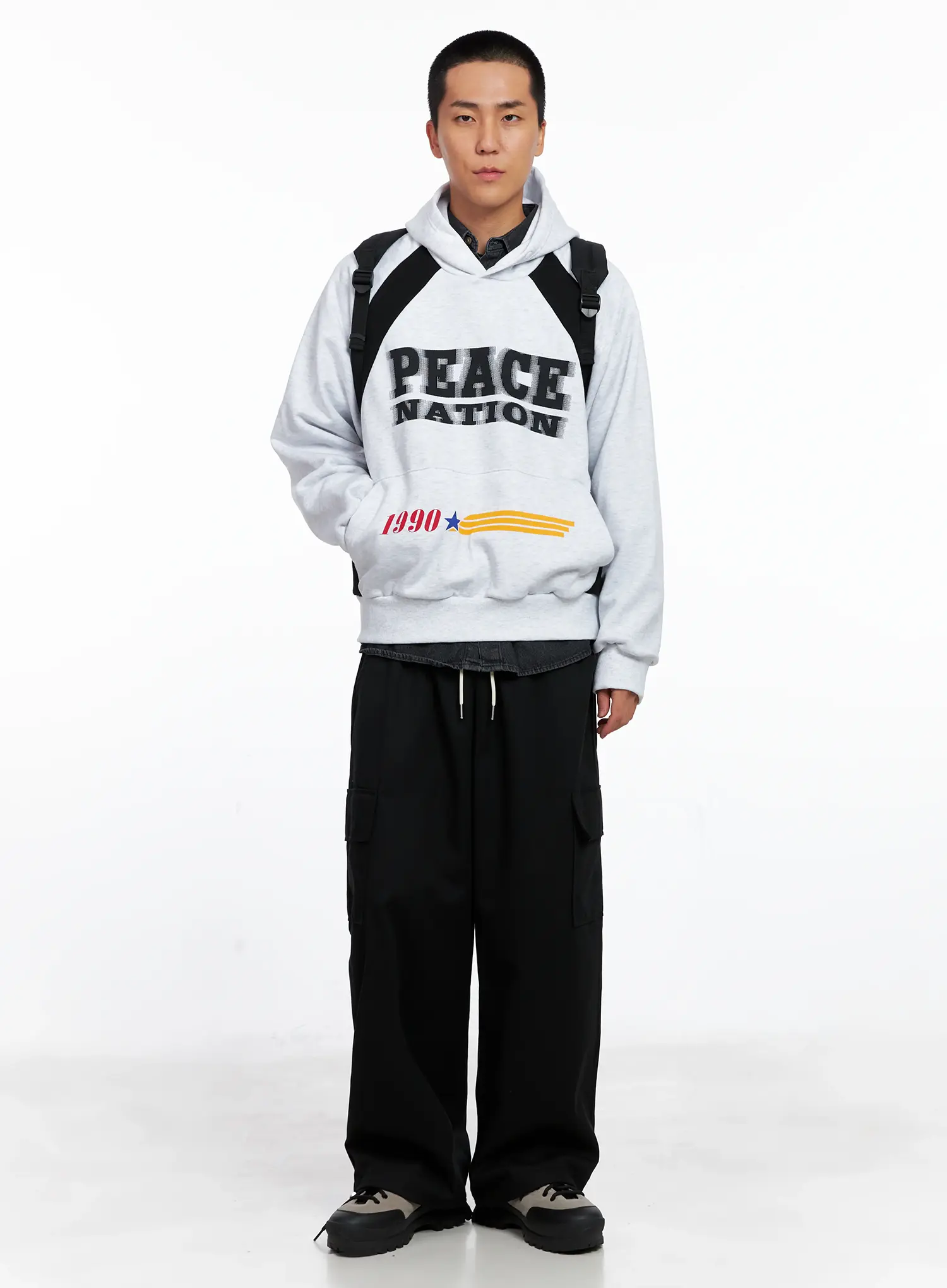 Men's Raglan Graphic High Neck Hoodie IS510 - Image 9