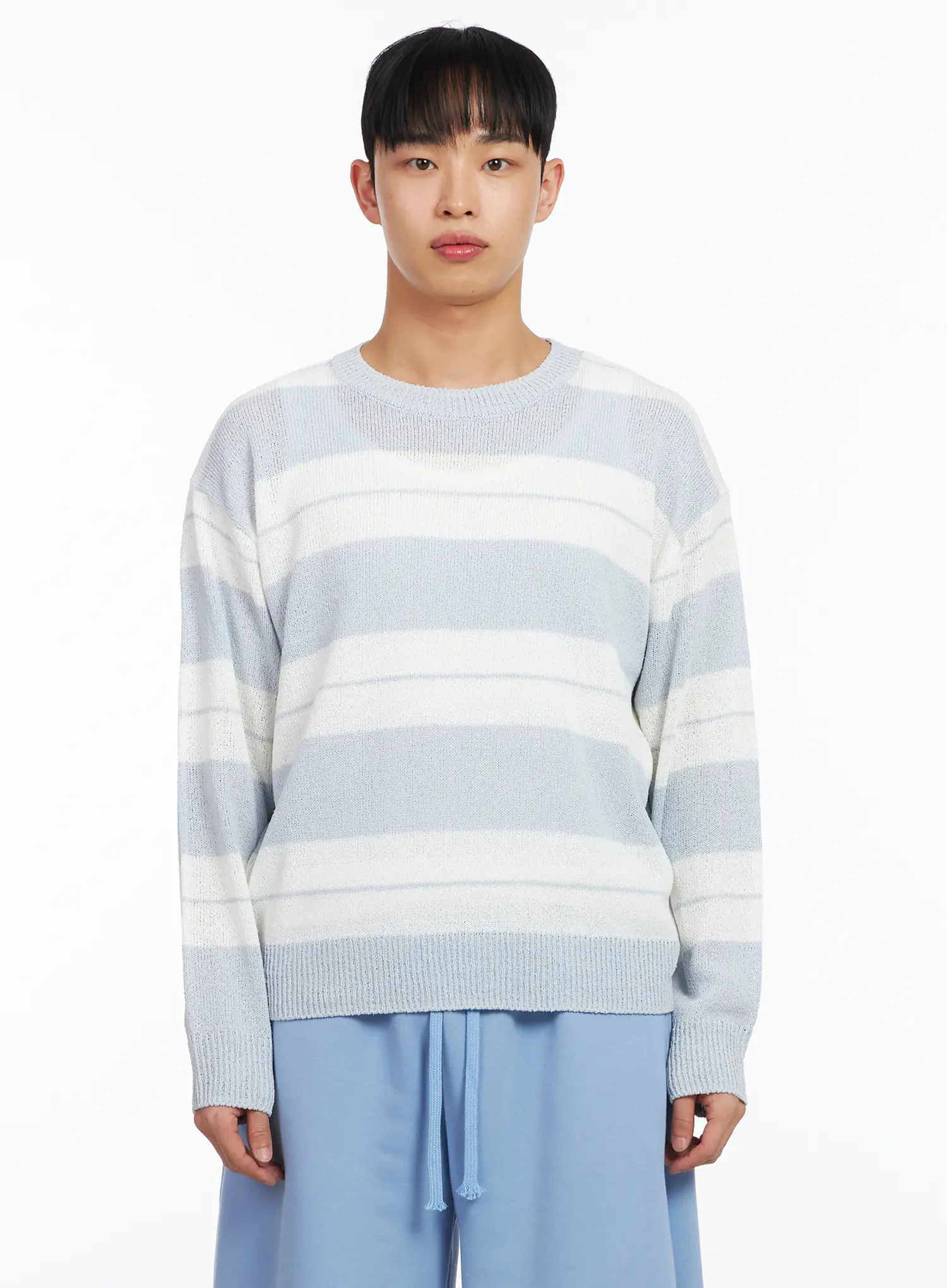 Men's Relaxed Fit Striped Long Sleeve Top IA502 - Image 11