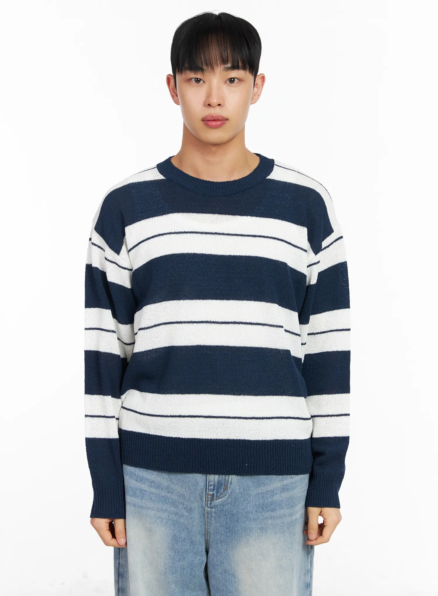 Men's Relaxed Fit Striped Long Sleeve Top IA502 - Image 12