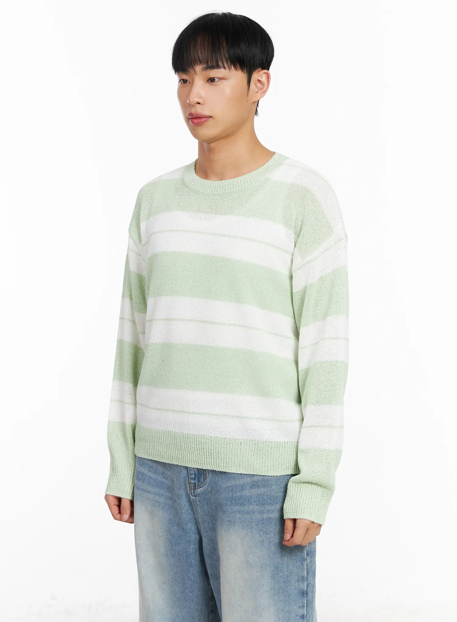 Men's Relaxed Fit Striped Long Sleeve Top IA502 - Image 4