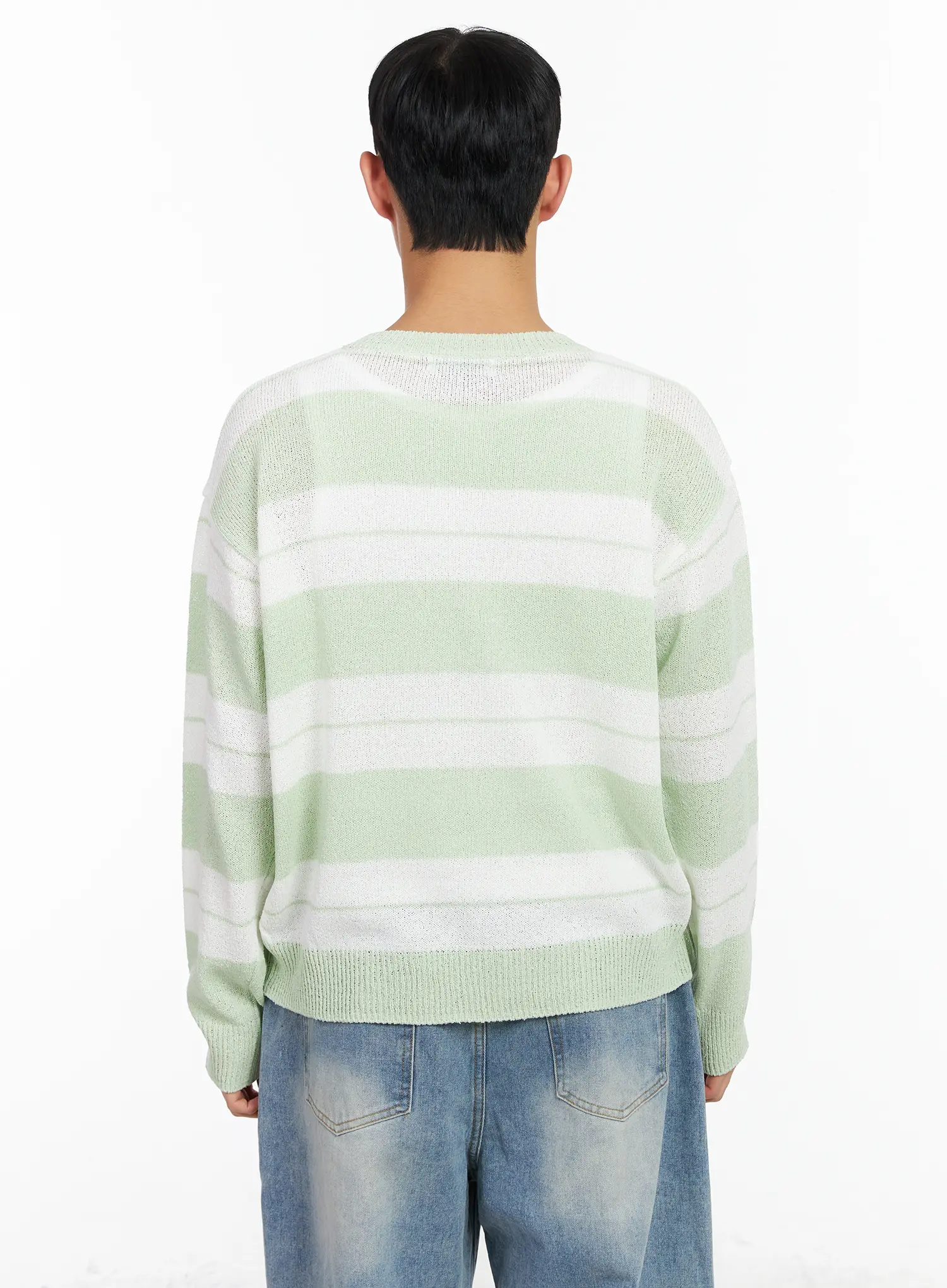 Men's Relaxed Fit Striped Long Sleeve Top IA502 - Image 5