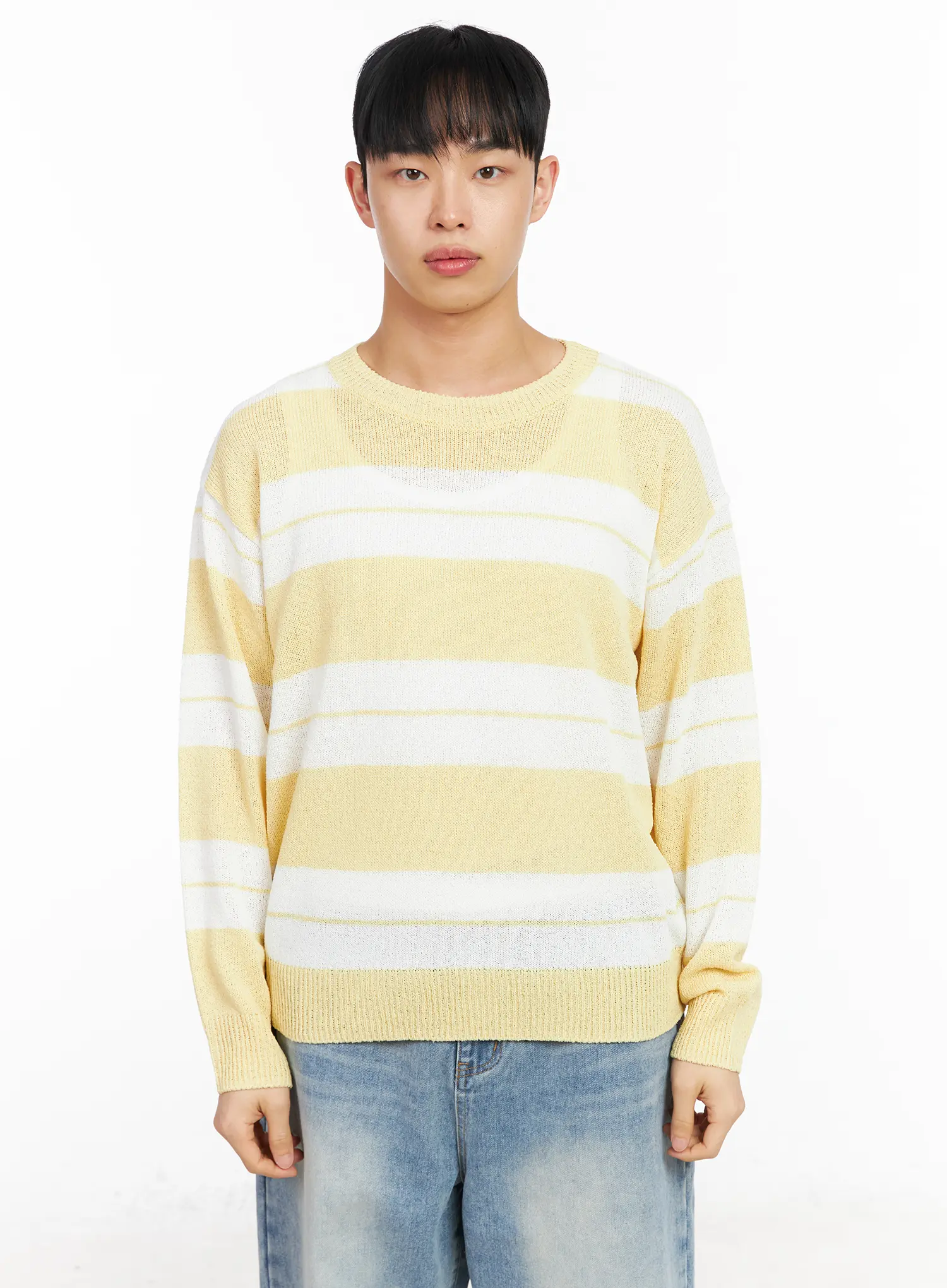 Men's Relaxed Fit Striped Long Sleeve Top IA502 - Image 9