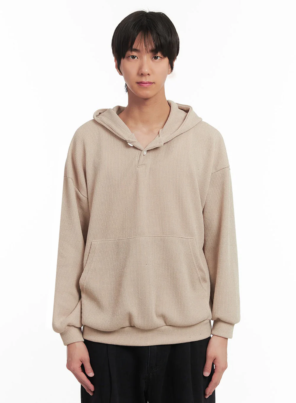 Men's Ribbed Buttoned Hoodie IA511 - Image 10