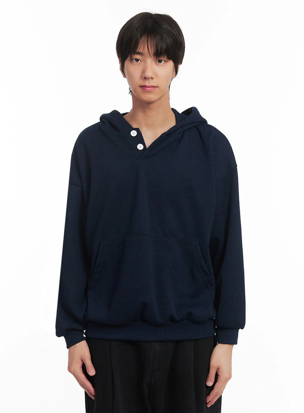 Men's Ribbed Buttoned Hoodie IA511 - Image 11