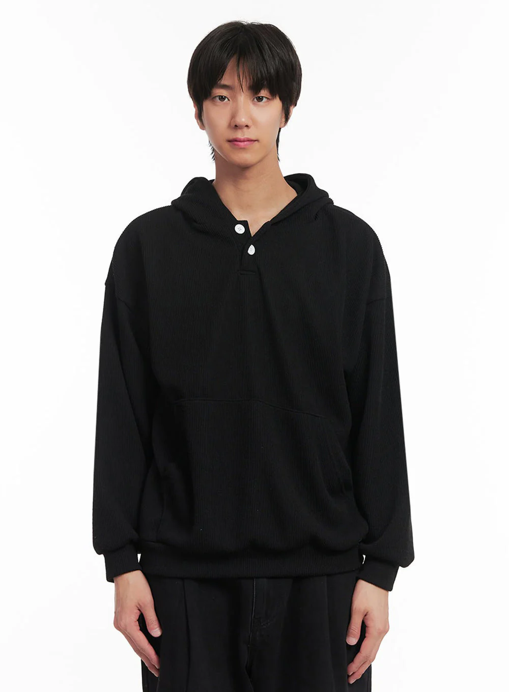 Men's Ribbed Buttoned Hoodie IA511 - Image 12