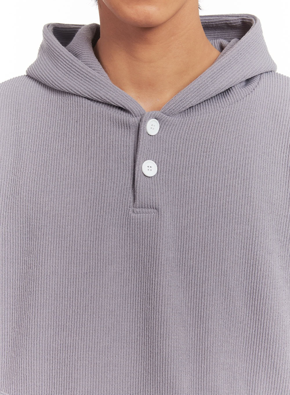 Men's Ribbed Buttoned Hoodie IA511 - Image 3