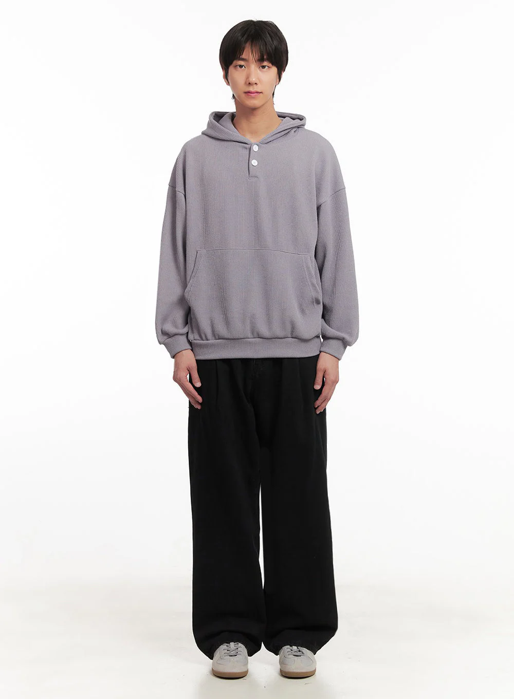 Men's Ribbed Buttoned Hoodie IA511 - Image 7