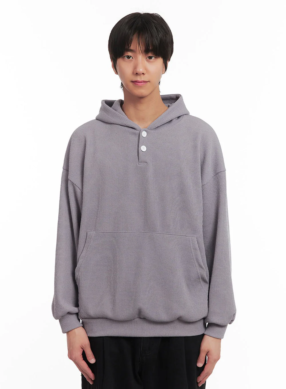 Men's Ribbed Buttoned Hoodie IA511 - Image 9