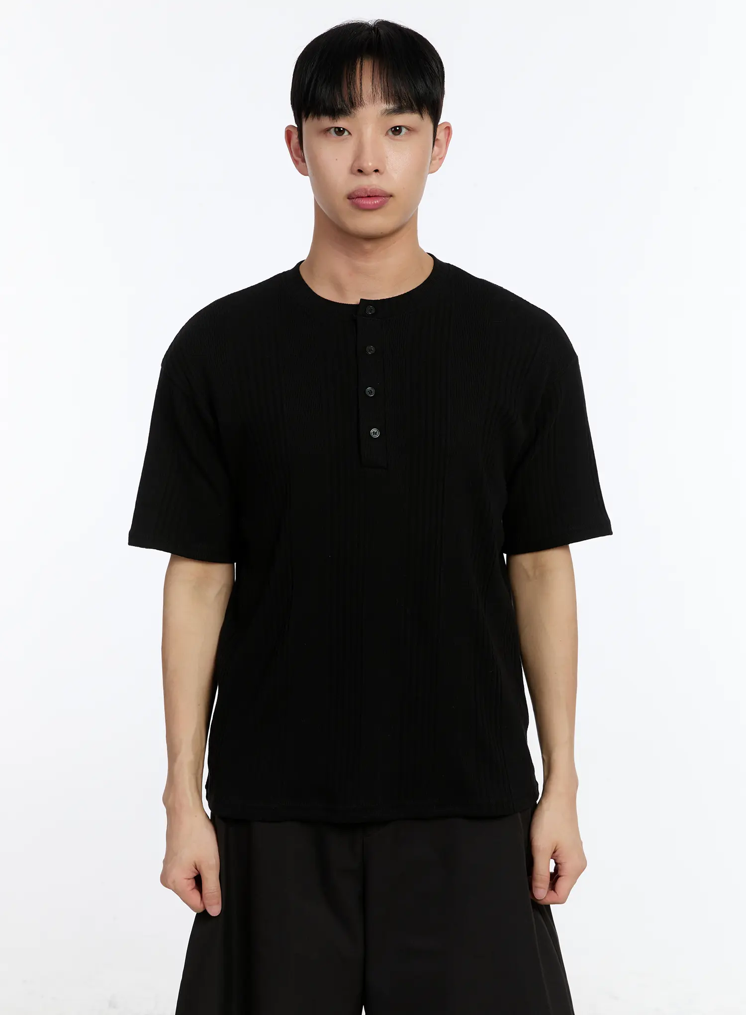 Men's Ribbed Henley Neck T-Shirt IA508 - Image 10