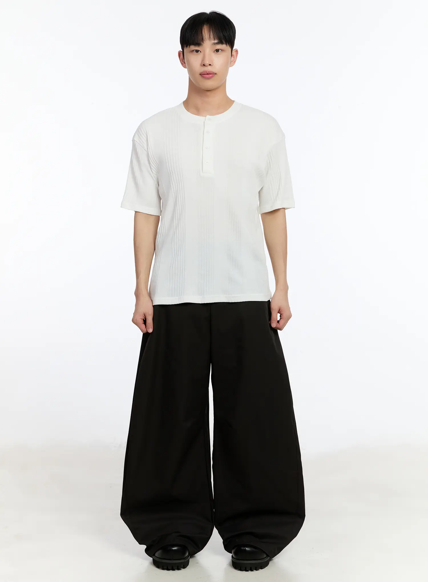 Men's Ribbed Henley Neck T-Shirt IA508 - Image 4