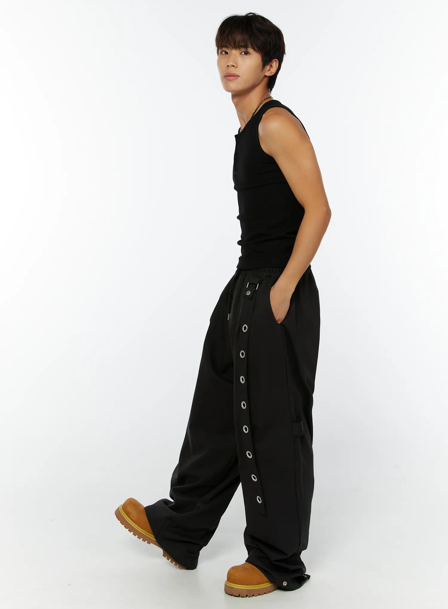 Men's Ribbed Henley Tank IY508 - Image 7