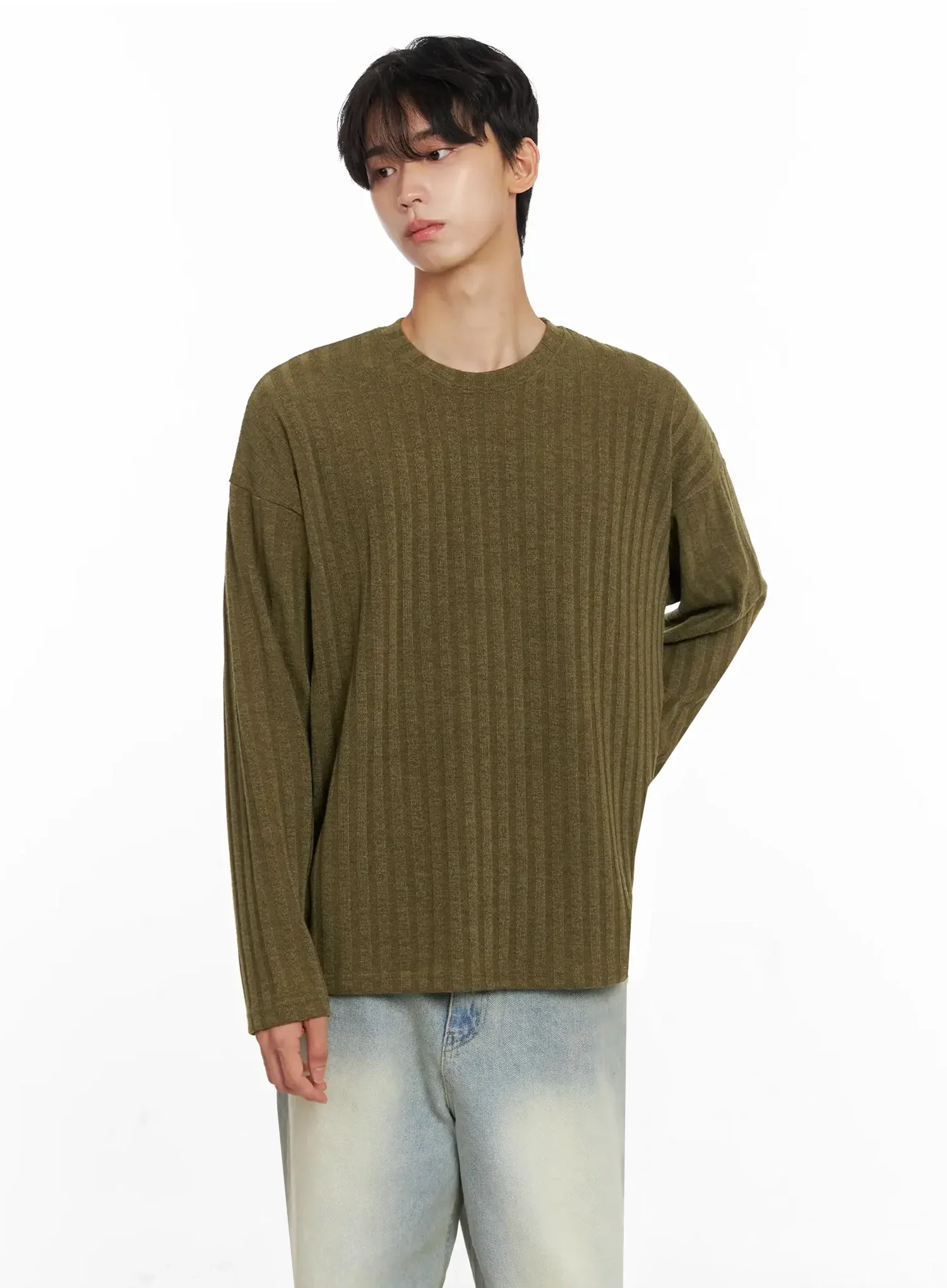 Men's Ribbed Knit Long Sleeve Shirt IO516 - Image 10
