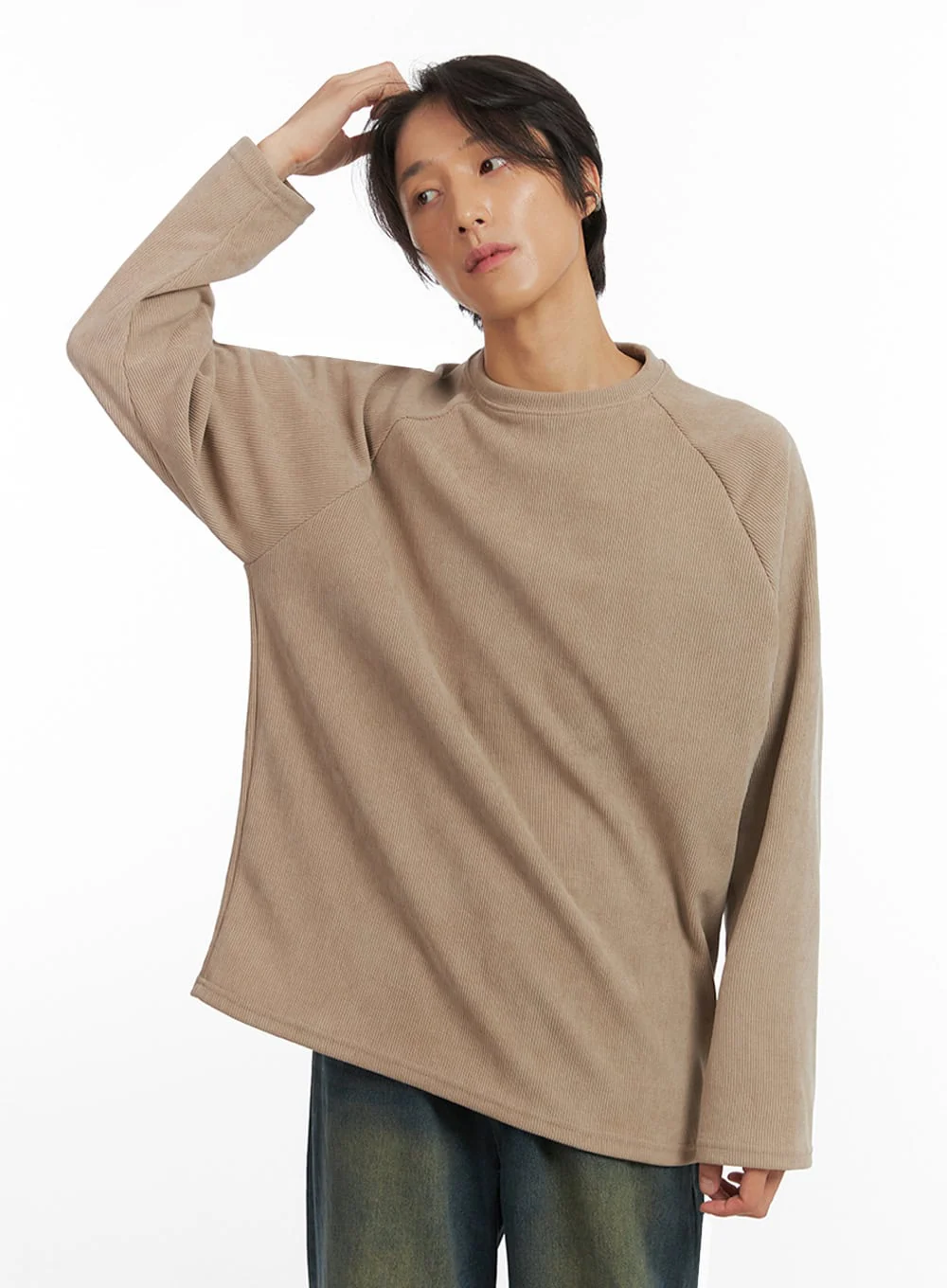 Men's Ribbed Raglan Long Sleeve Tee IO402 - Image 3