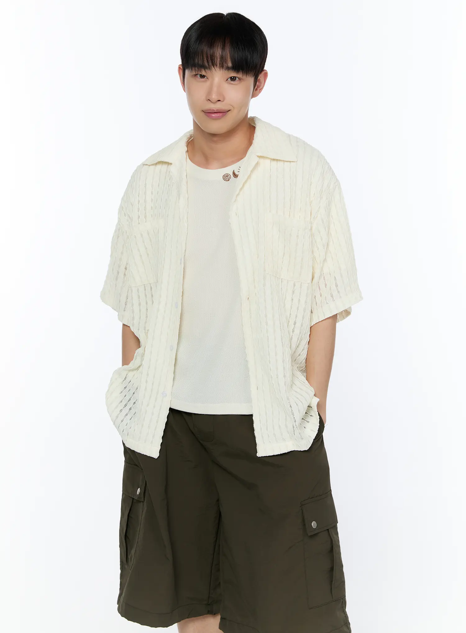 Men's Ribbed Short Sleeve Shirt IA520 - Image 2