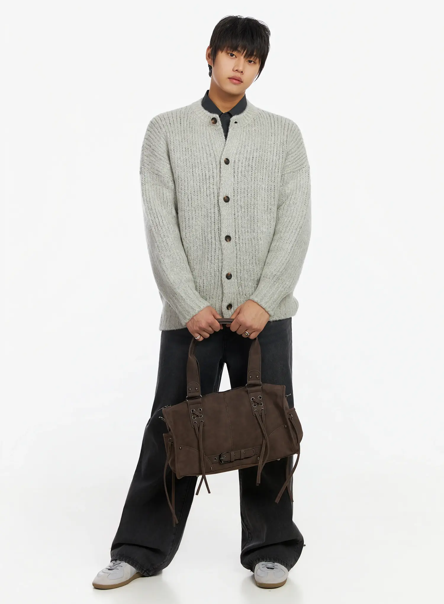Men's Round Neck Button-Up Cardigan IF503 - Image 2