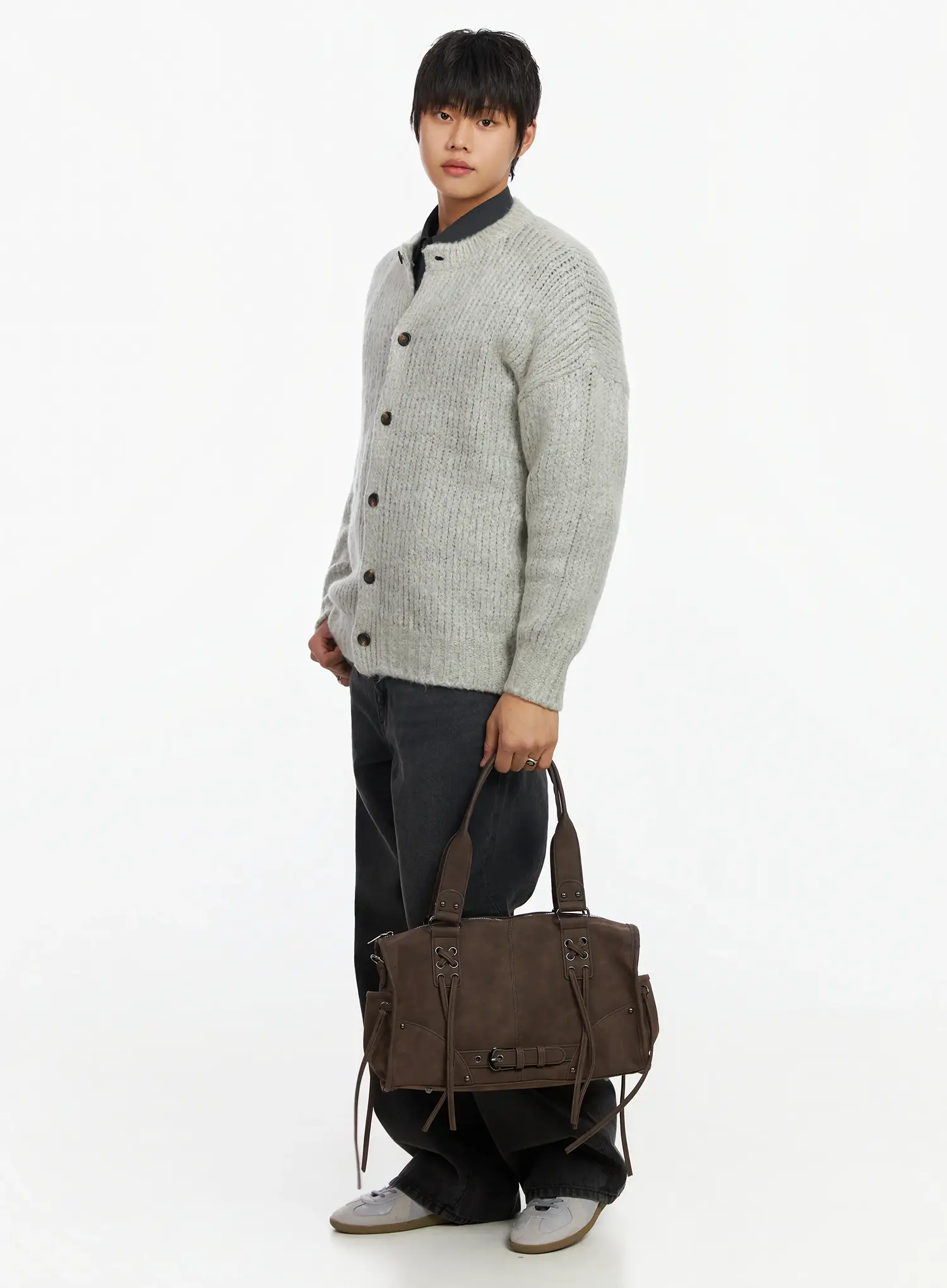 Men's Round Neck Button-Up Cardigan IF503 - Image 6