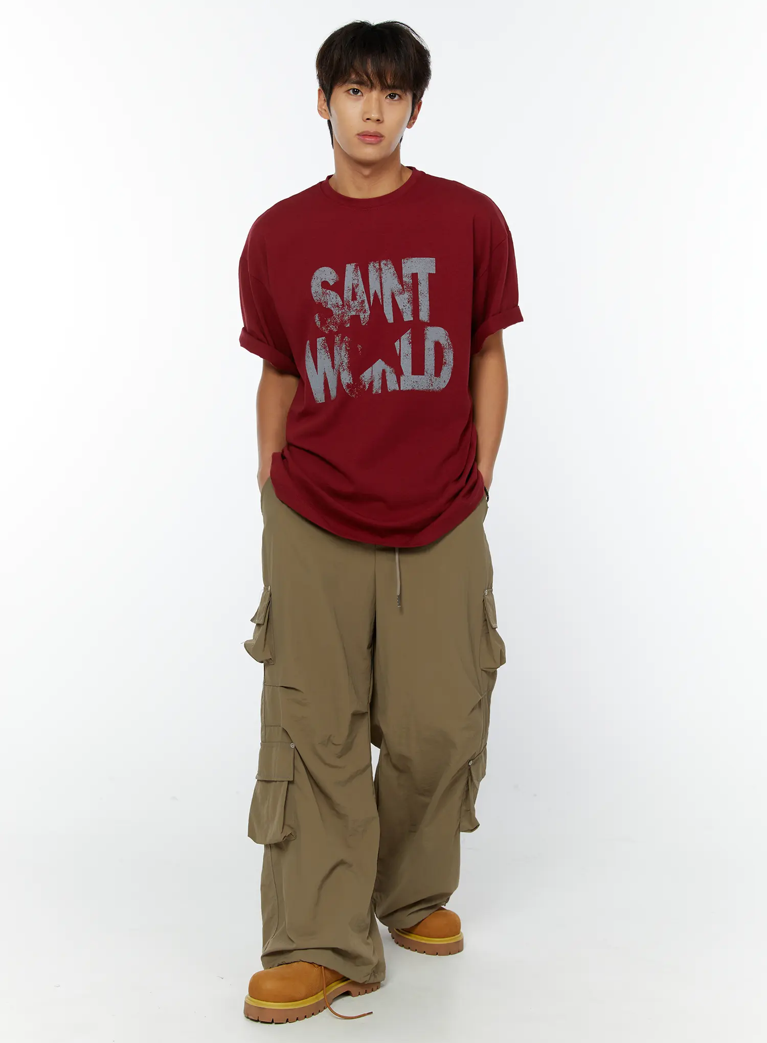 Men's Saint World Lettering Graphic T-Shirt IY508 - Image 6