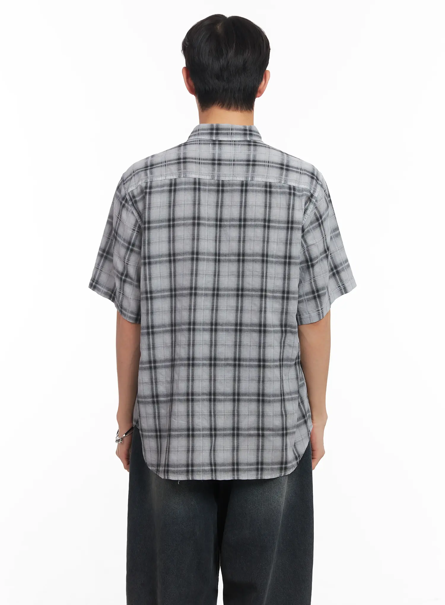 Men's Short-Sleeve Flannel Shirt IU519 - Image 6