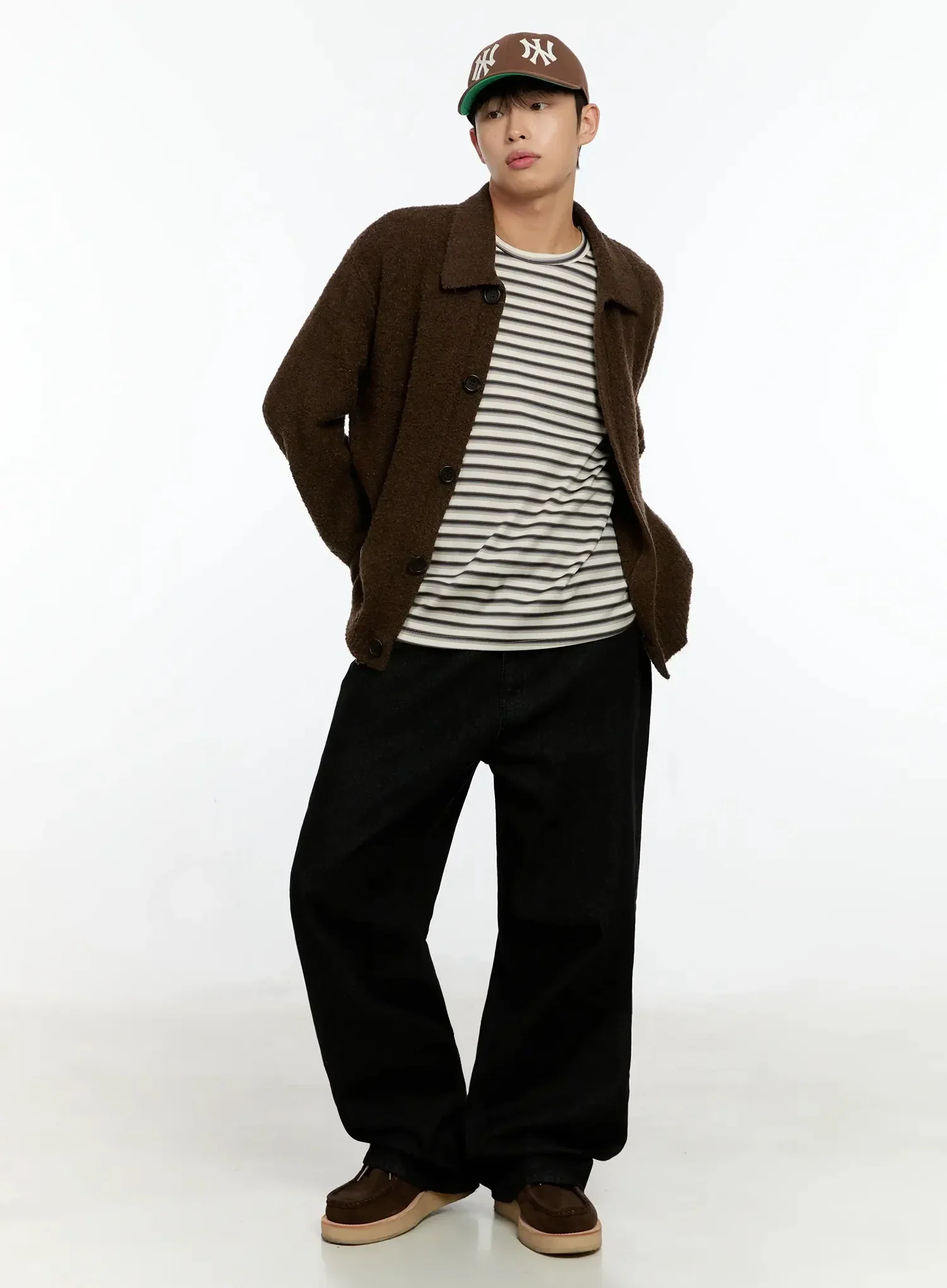 Men's Simple Wool Collar Cardigan IN525 - Image 12