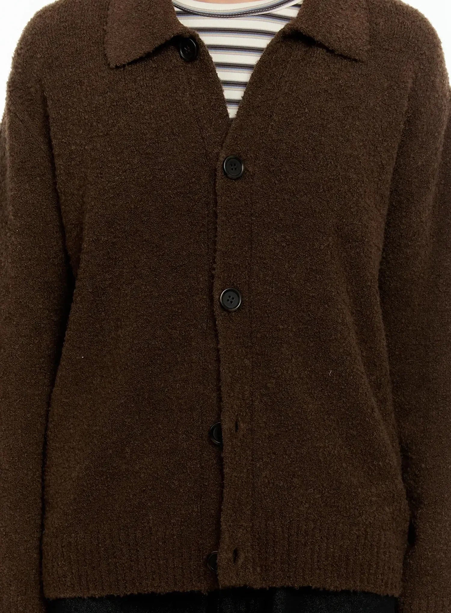 Men's Simple Wool Collar Cardigan IN525 - Image 3