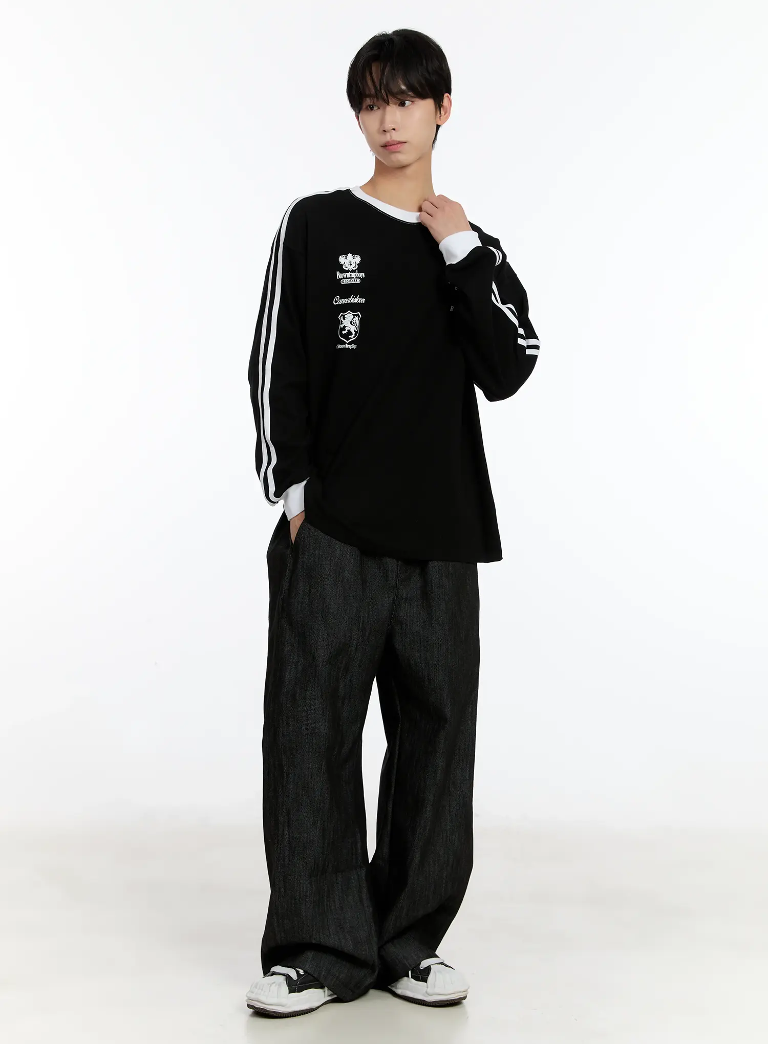 Men's Snap Button Wide-Leg Jeans ID502 - Image 12