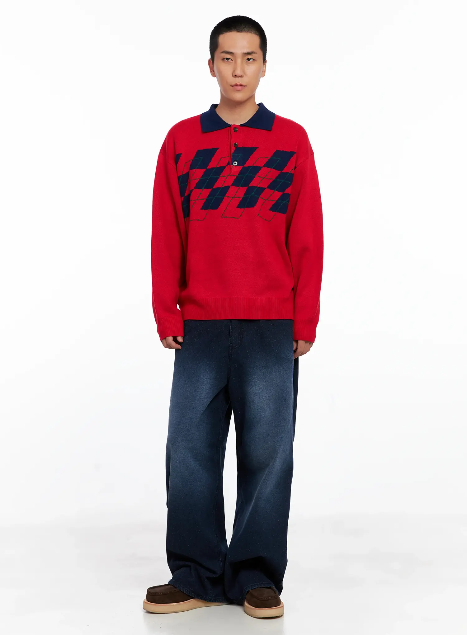 Men's Snowflake Print Wide Jeans IS510 - Image 11