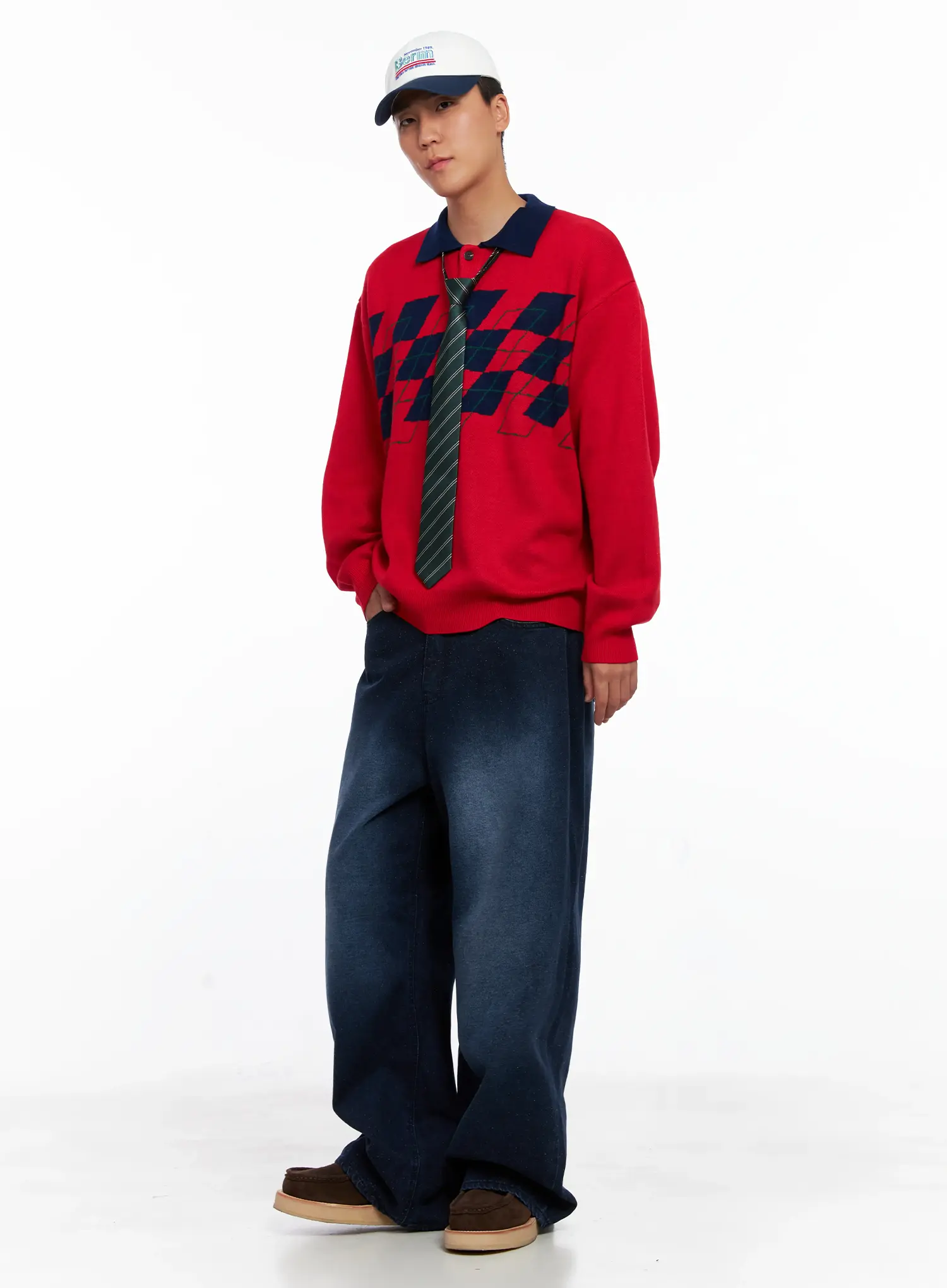 Men's Snowflake Print Wide Jeans IS510 - Image 12
