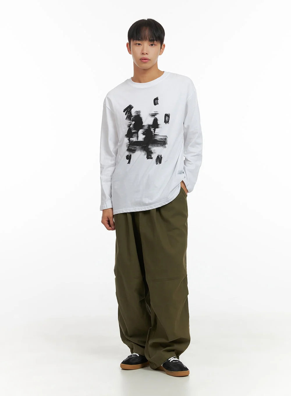 Men's Solid Pintuck Wide Leg Trousers CO408 - Image 2