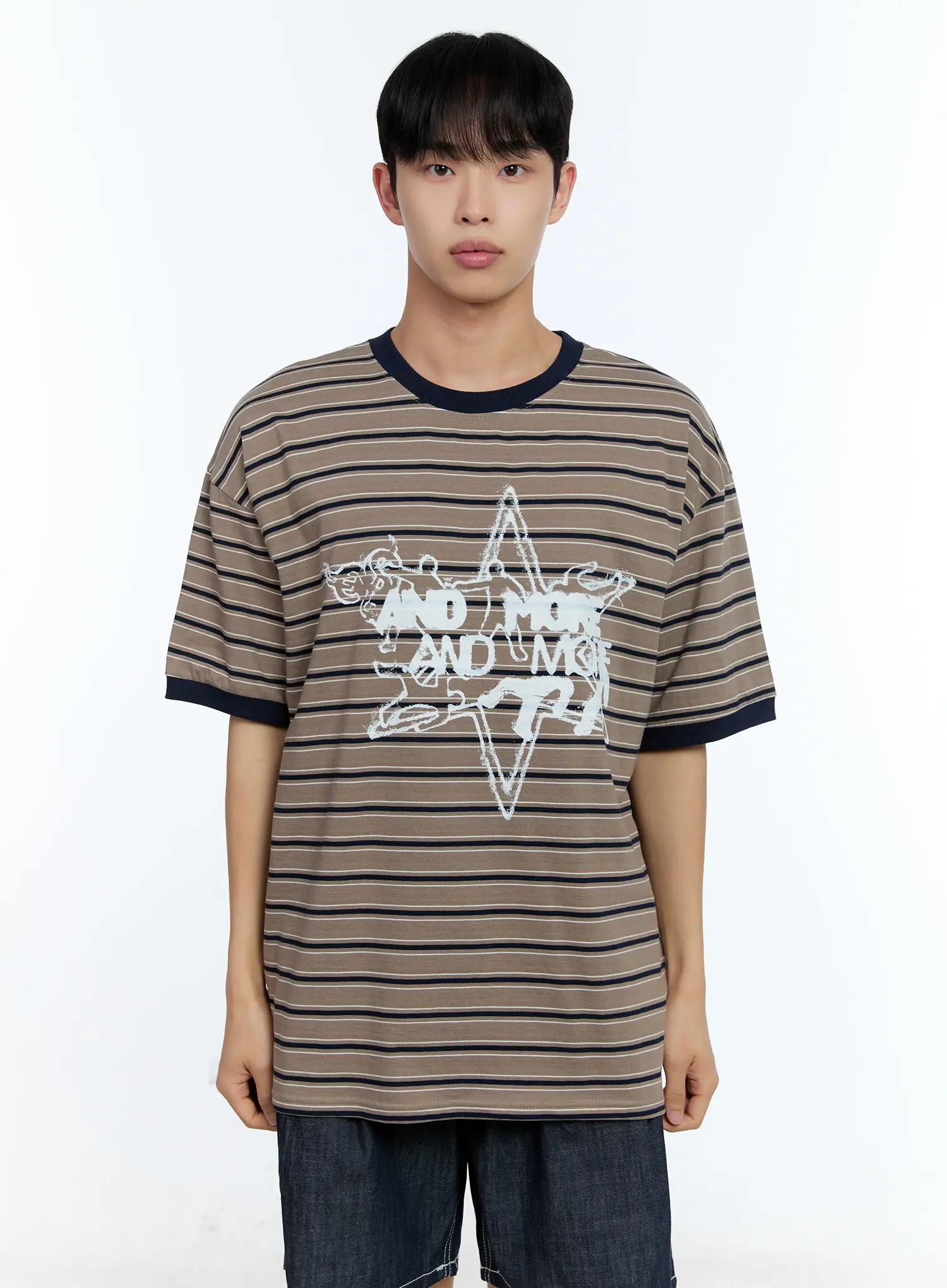 Men's Star Contrast Stripe Tee IL517 - Image 15