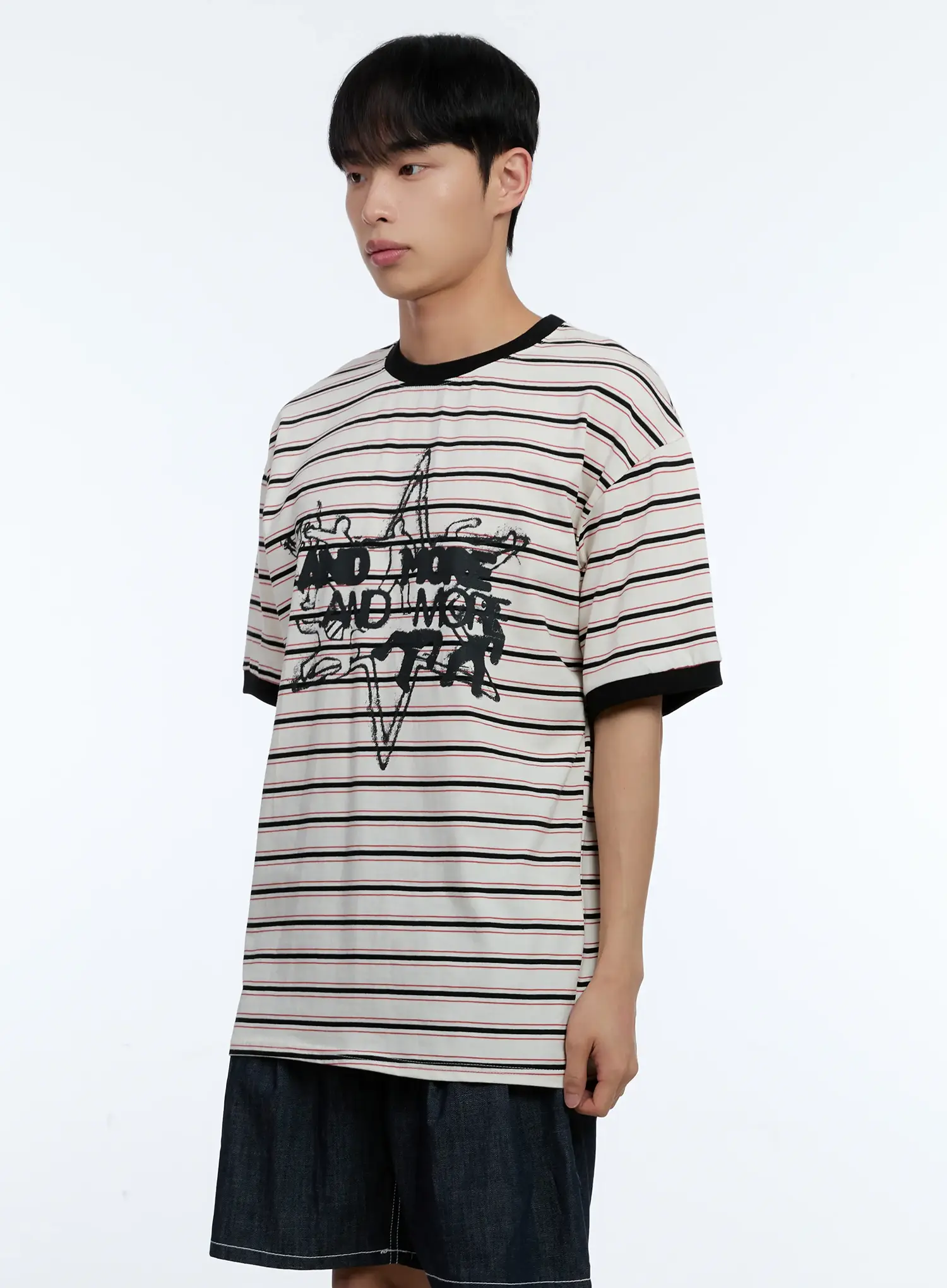 Men's Star Contrast Stripe Tee IL517 - Image 4