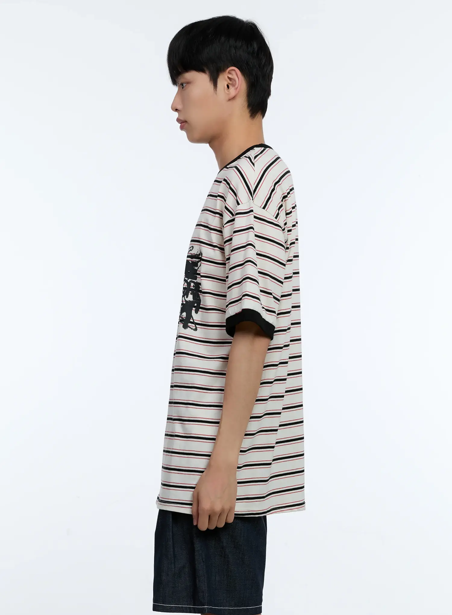 Men's Star Contrast Stripe Tee IL517 - Image 5