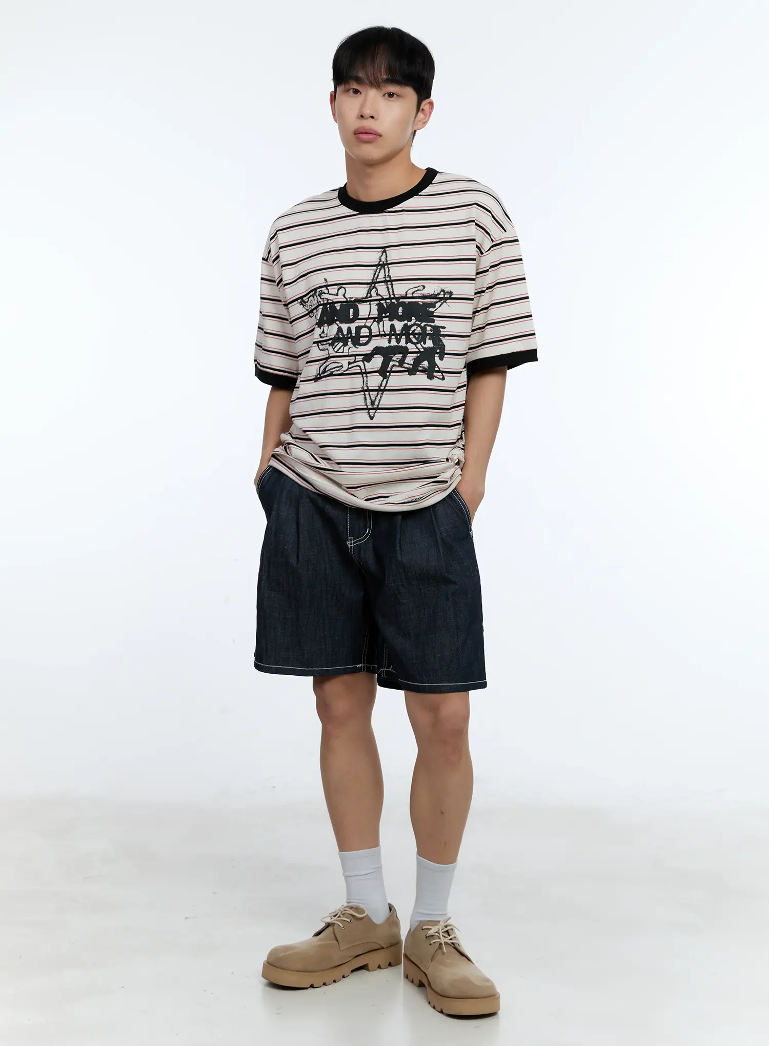 Men's Star Contrast Stripe Tee IL517 - Image 9