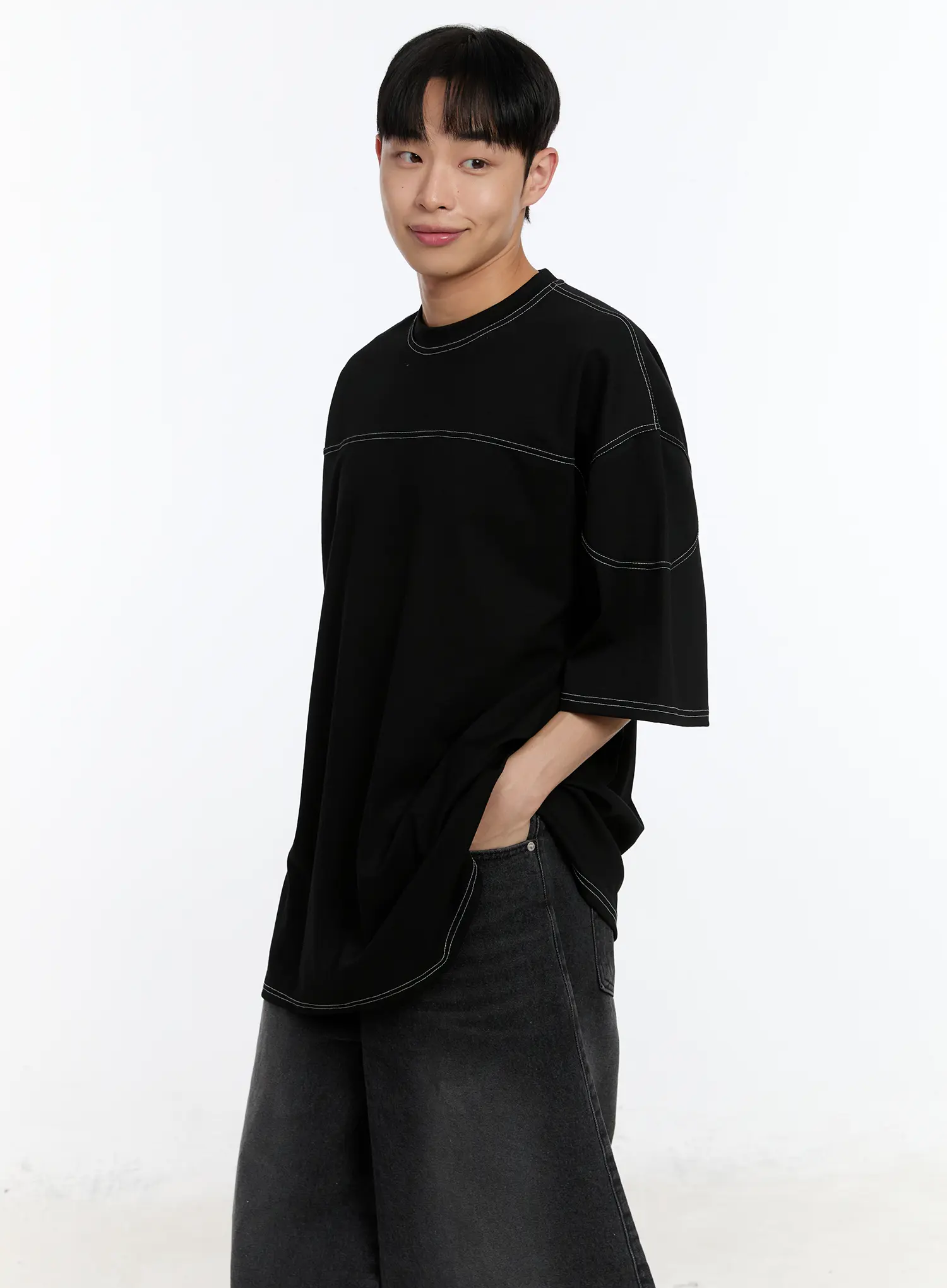 Men's Stich Detail Oversized Tee IA507