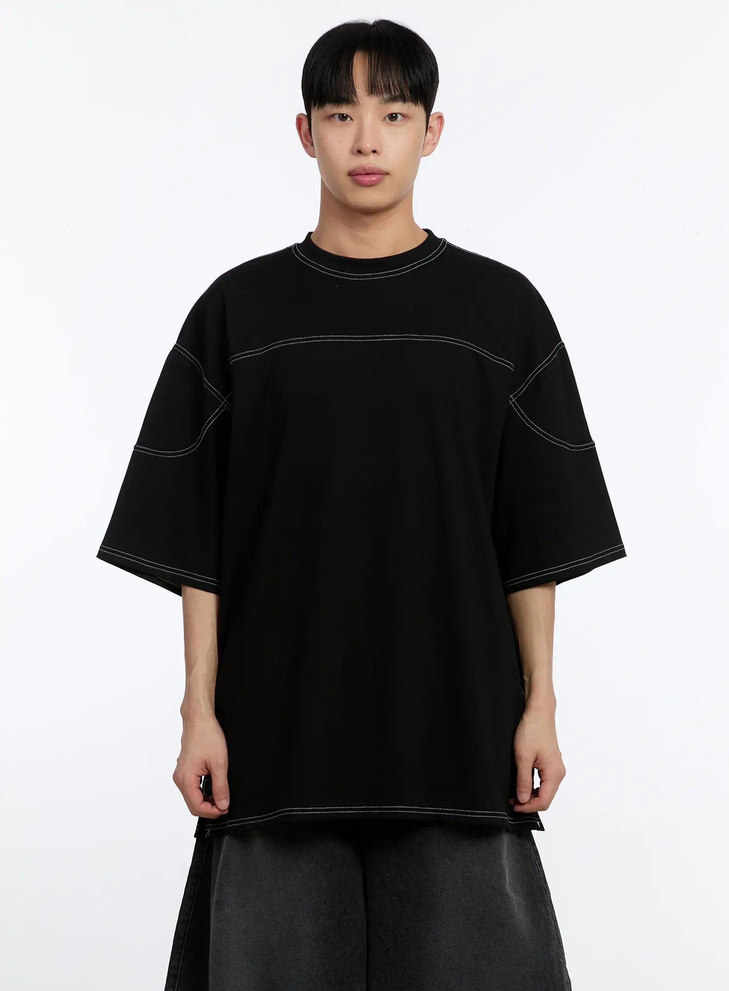 Men's Stich Detail Oversized Tee IA507 - Image 10