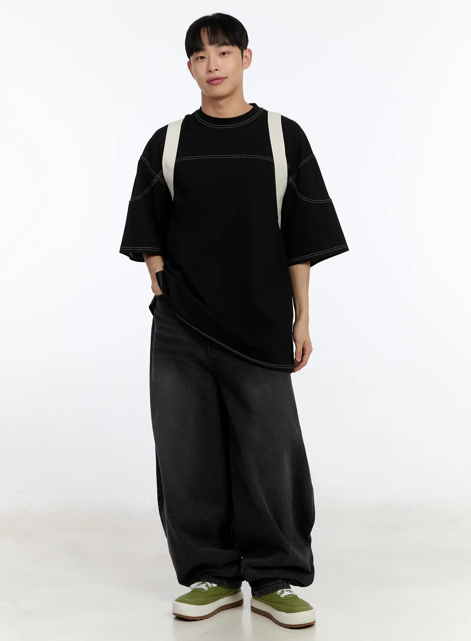 Men's Stich Detail Oversized Tee IA507 - Image 2