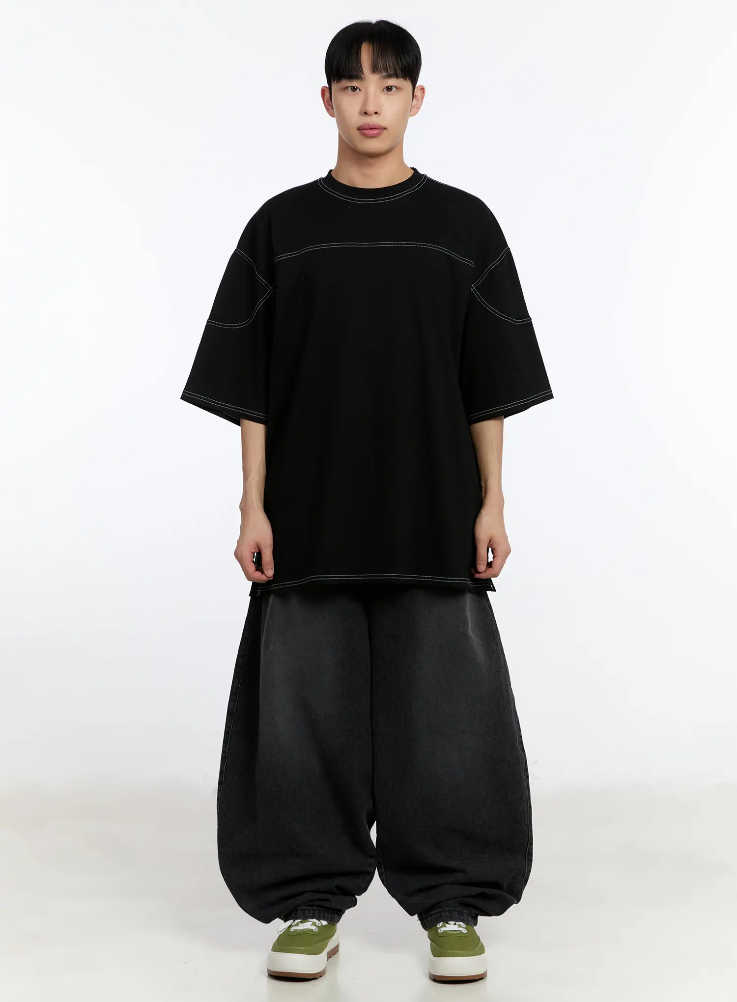 Men's Stich Detail Oversized Tee IA507 - Image 3