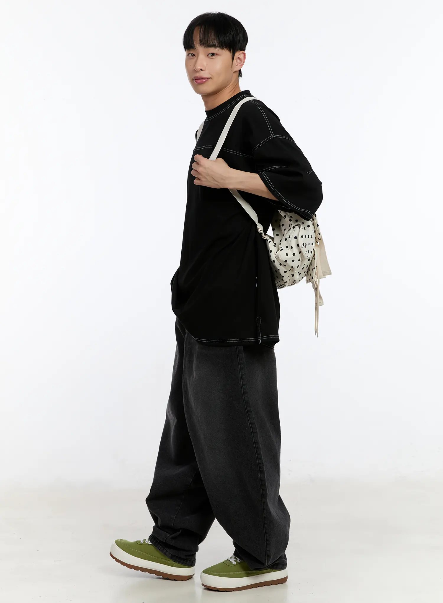 Men's Stich Detail Oversized Tee IA507 - Image 8