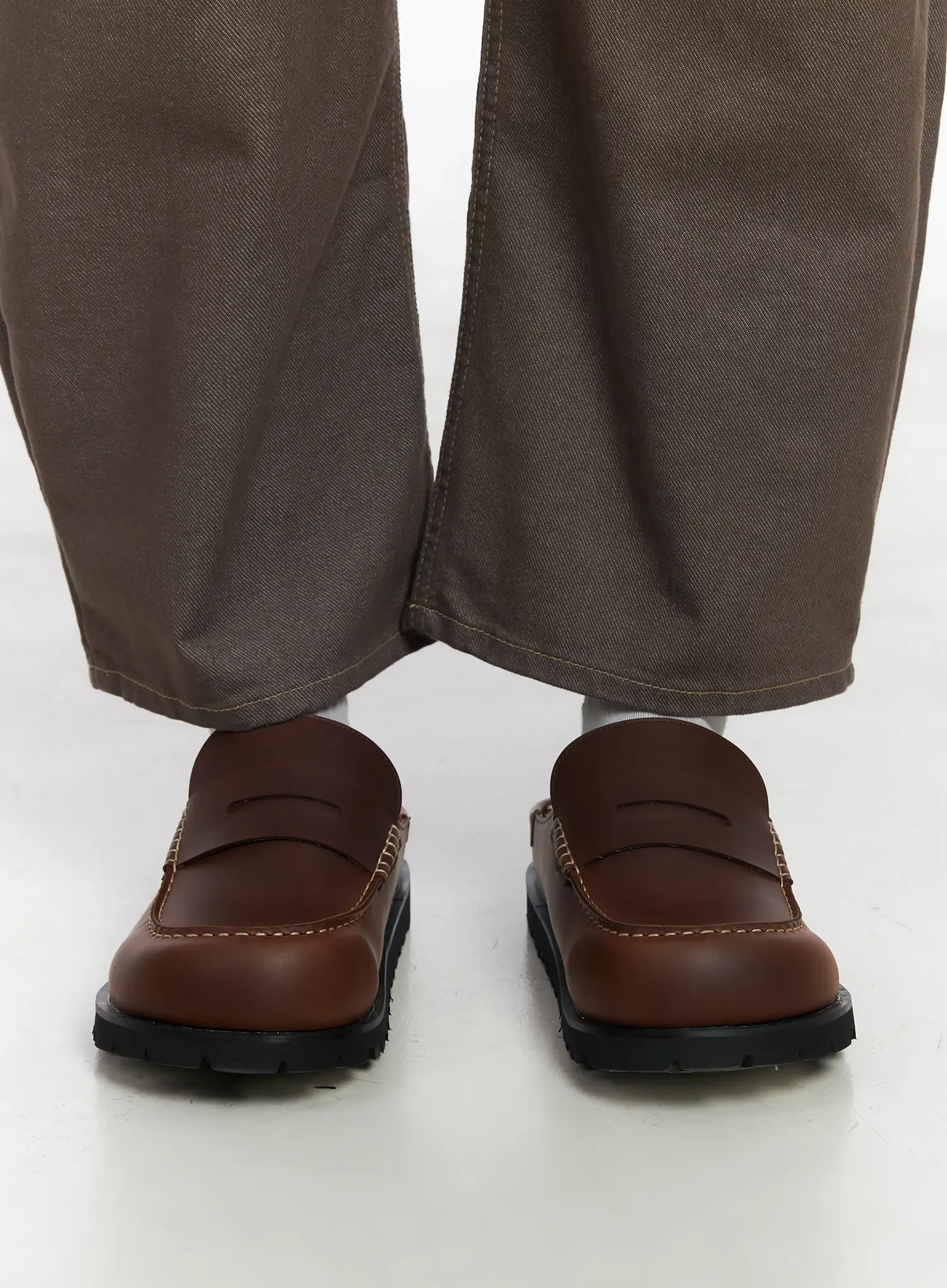 Men's Stitch Cushioned Mule Loafers IF516 - Image 4