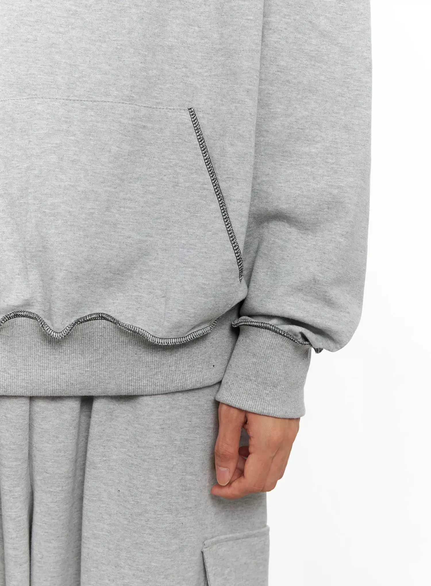 Men's Stitch Oversized Hoodie IO516 - Image 7