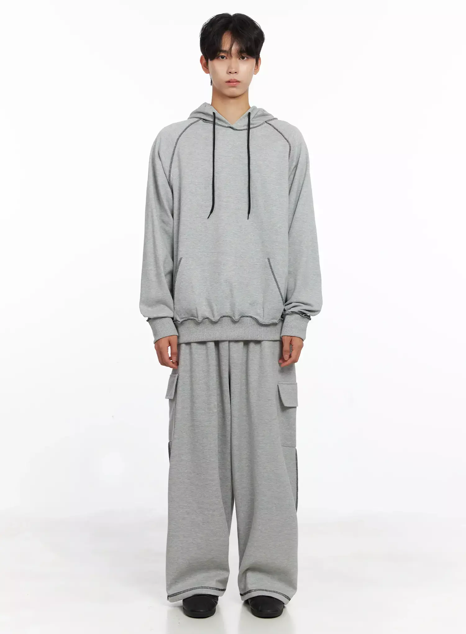 Men's Stitch Oversized Hoodie IO516 - Image 9