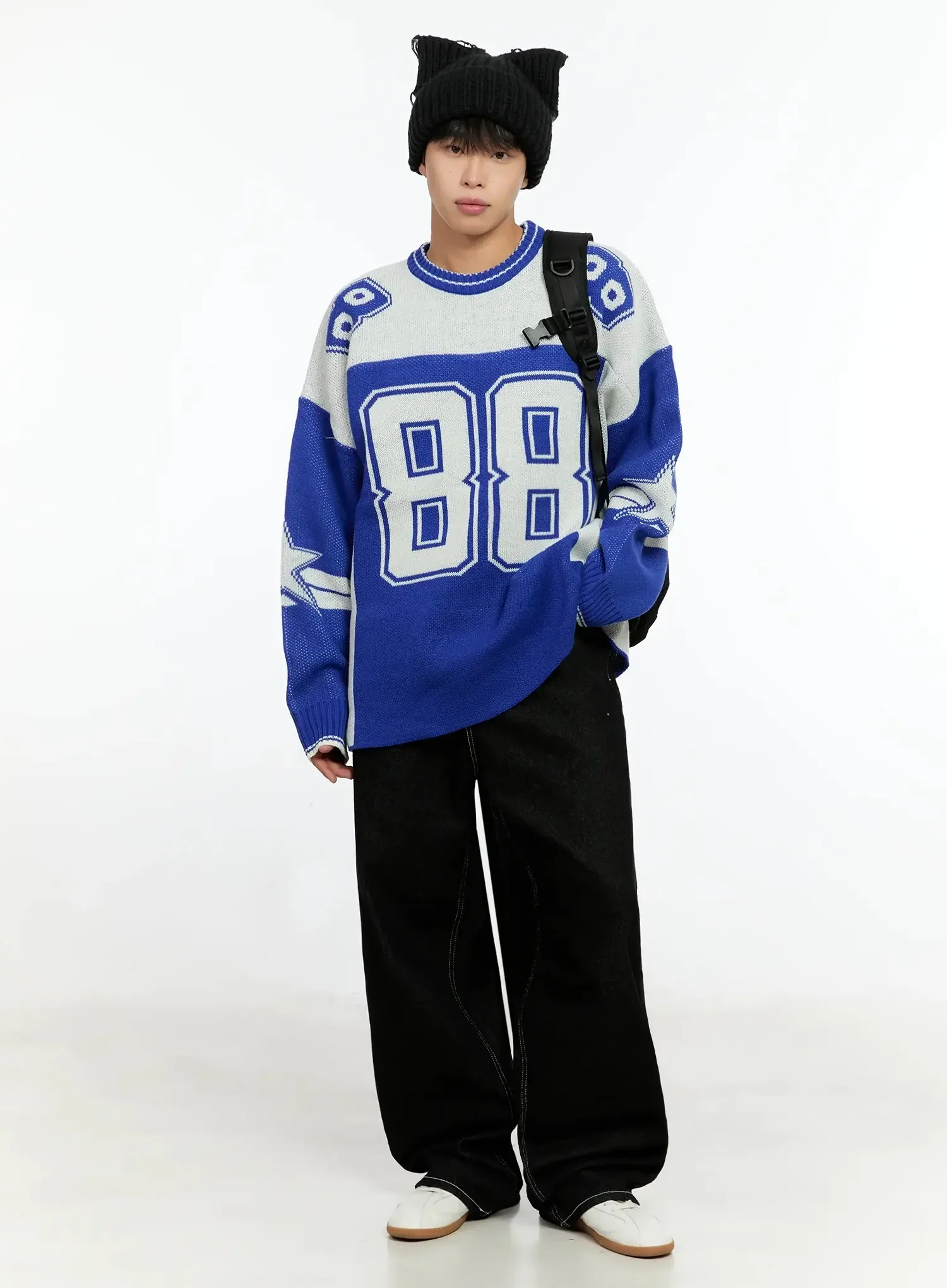 Men's Stitched Detail Baggy Jeans IN506 - Image 2