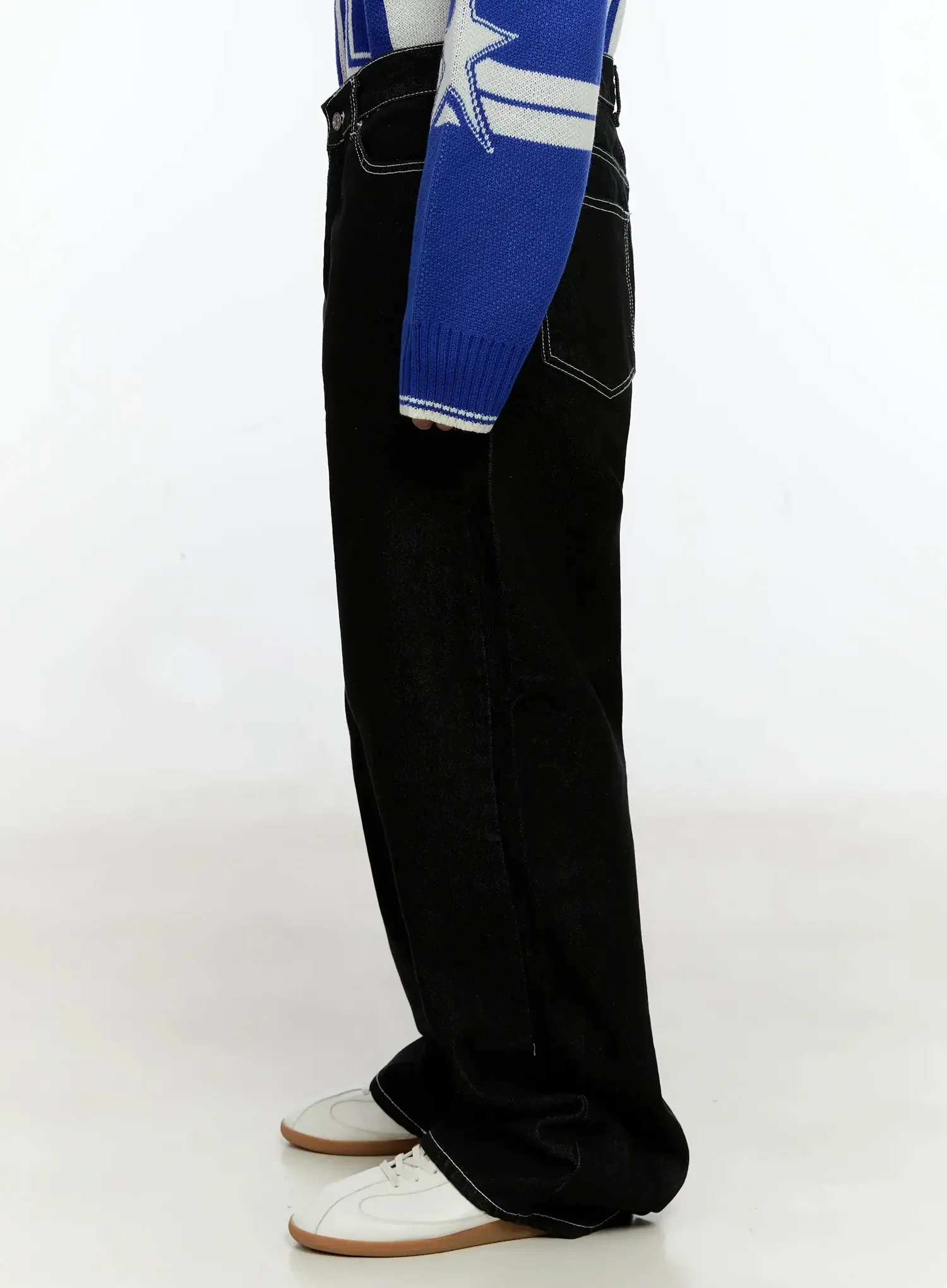 Men's Stitched Detail Baggy Jeans IN506 - Image 6