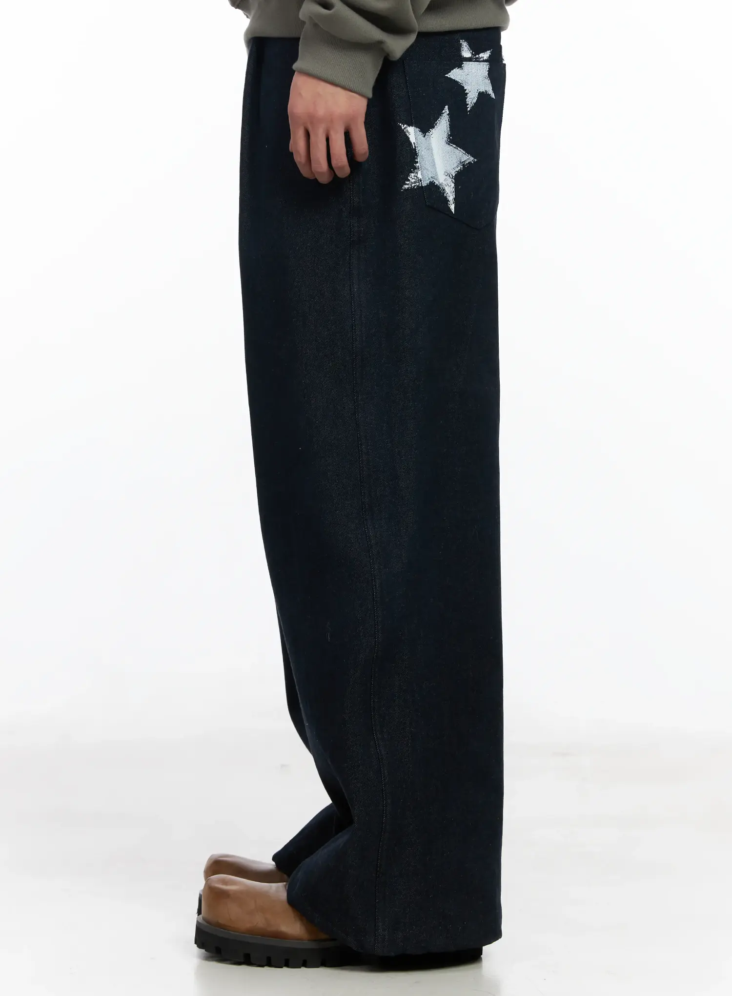 Men's Street Style Lettered Wide Jeans IJ521 - Image 7