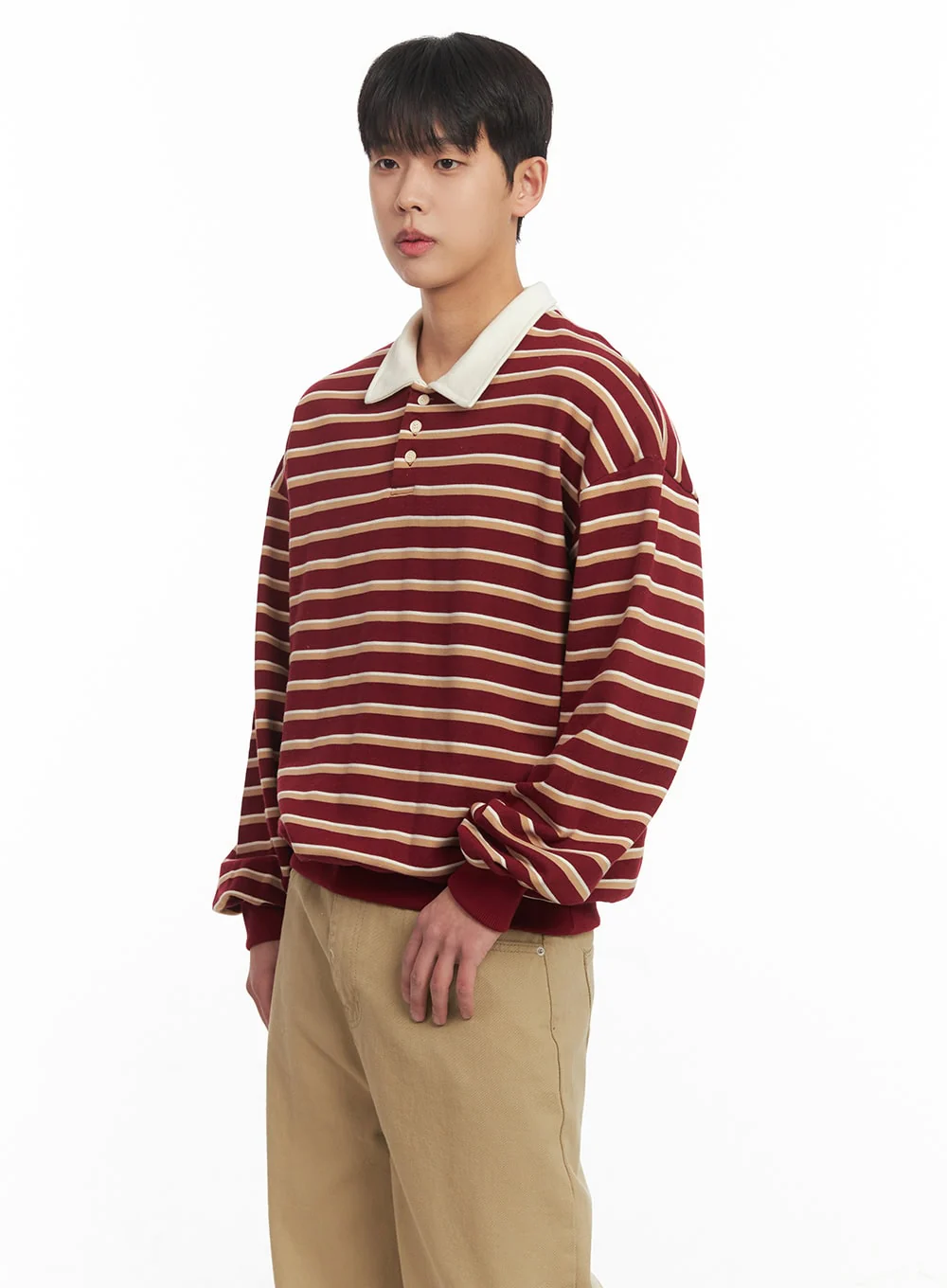 Men's Striped Collared Sweatshirt IM514 - Image 4