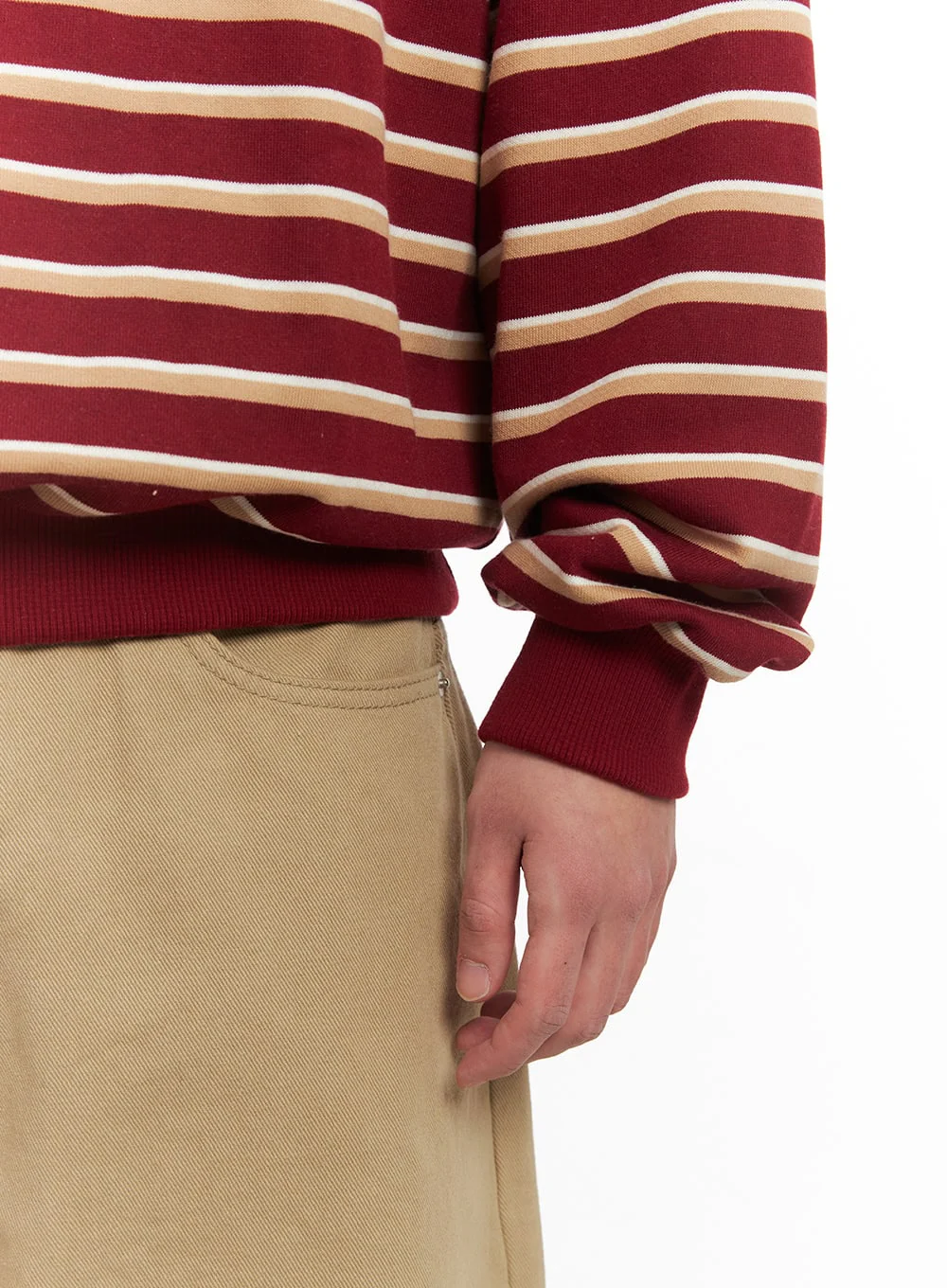 Men's Striped Collared Sweatshirt IM514 - Image 6